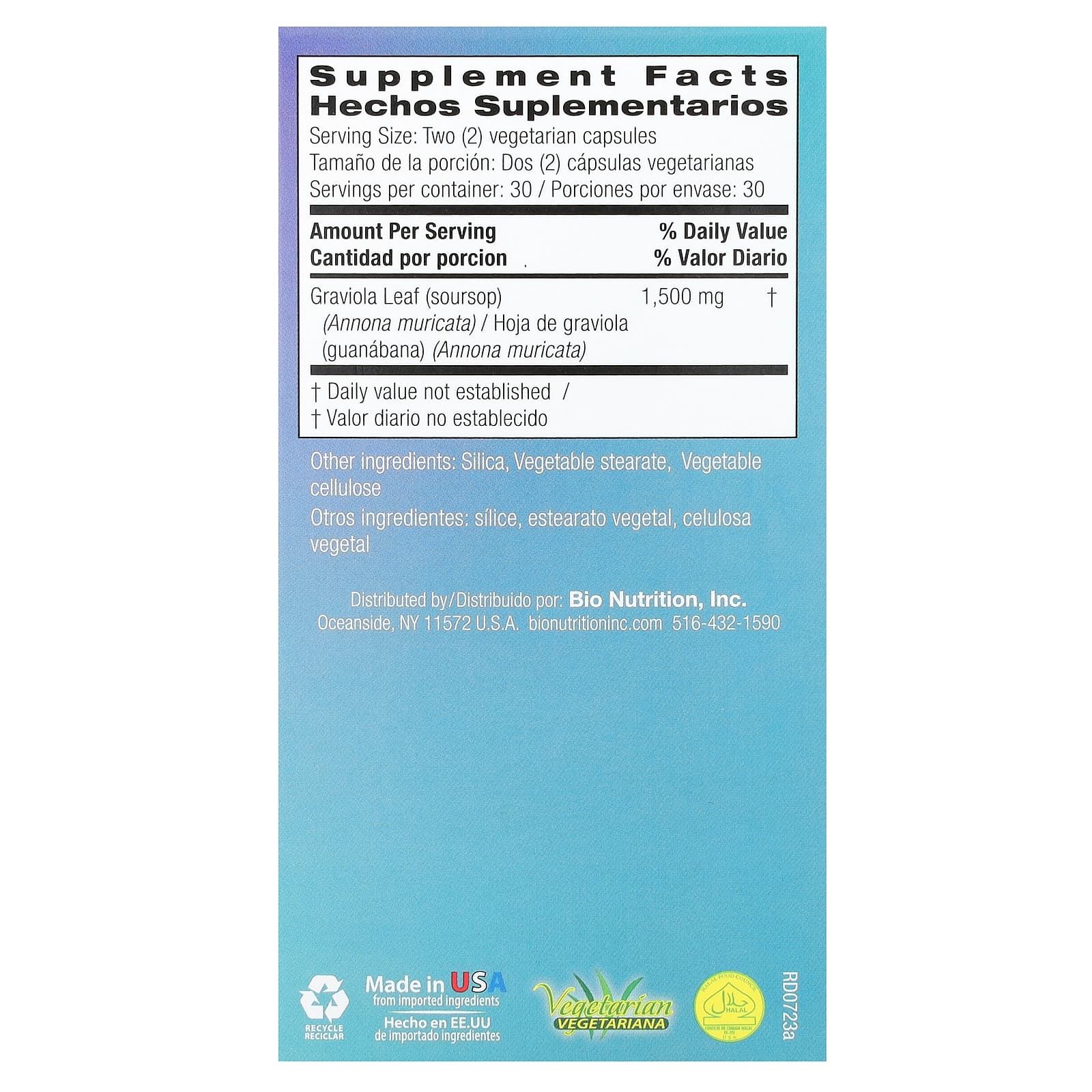 Bio Nutrition Graviola – 60 gélules végétales — photo 2 sur 2