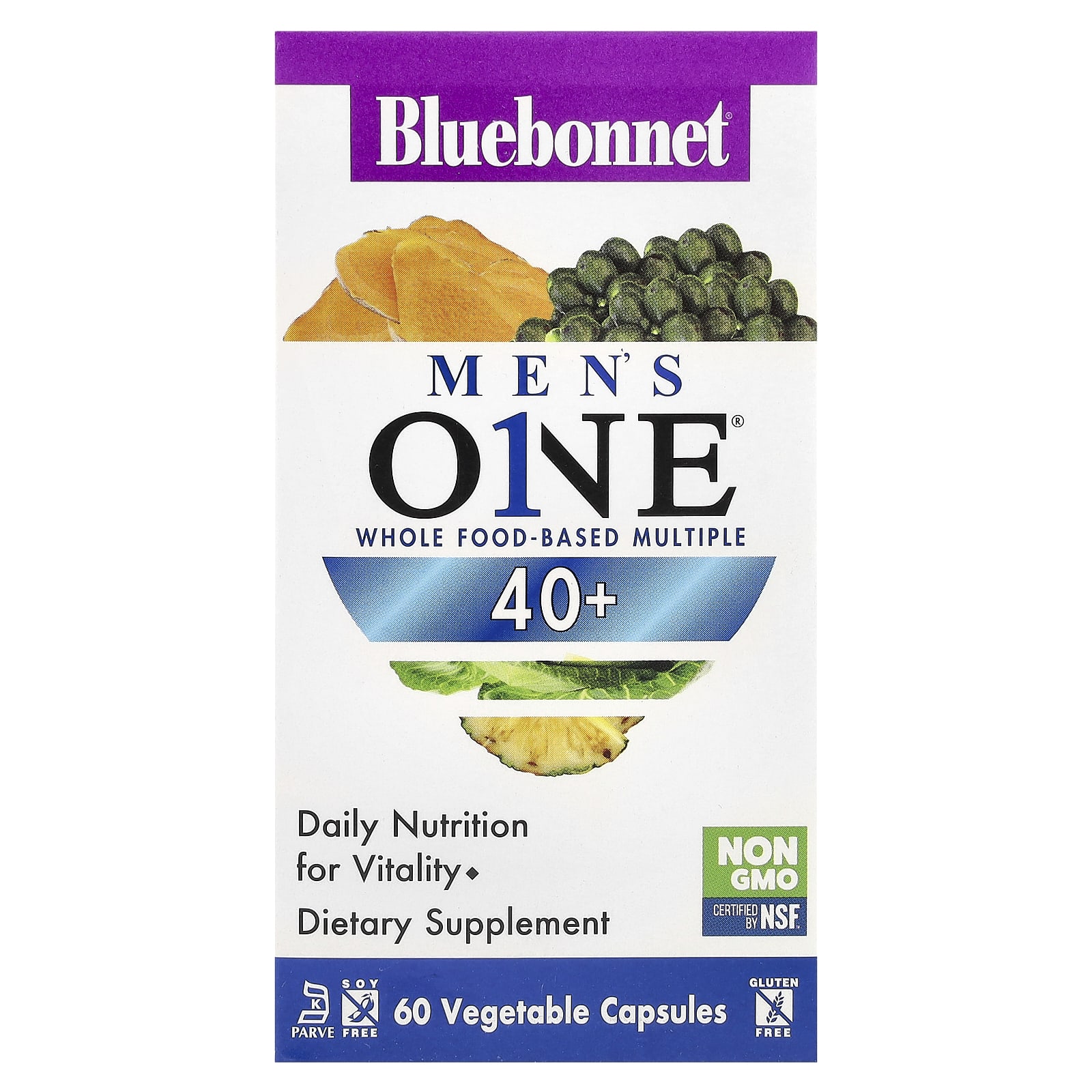 Bluebonnet Nutrition Men's ONE 40+, Whole Food- Based Multiple, 60 Vegetable Capsules — Tunisie