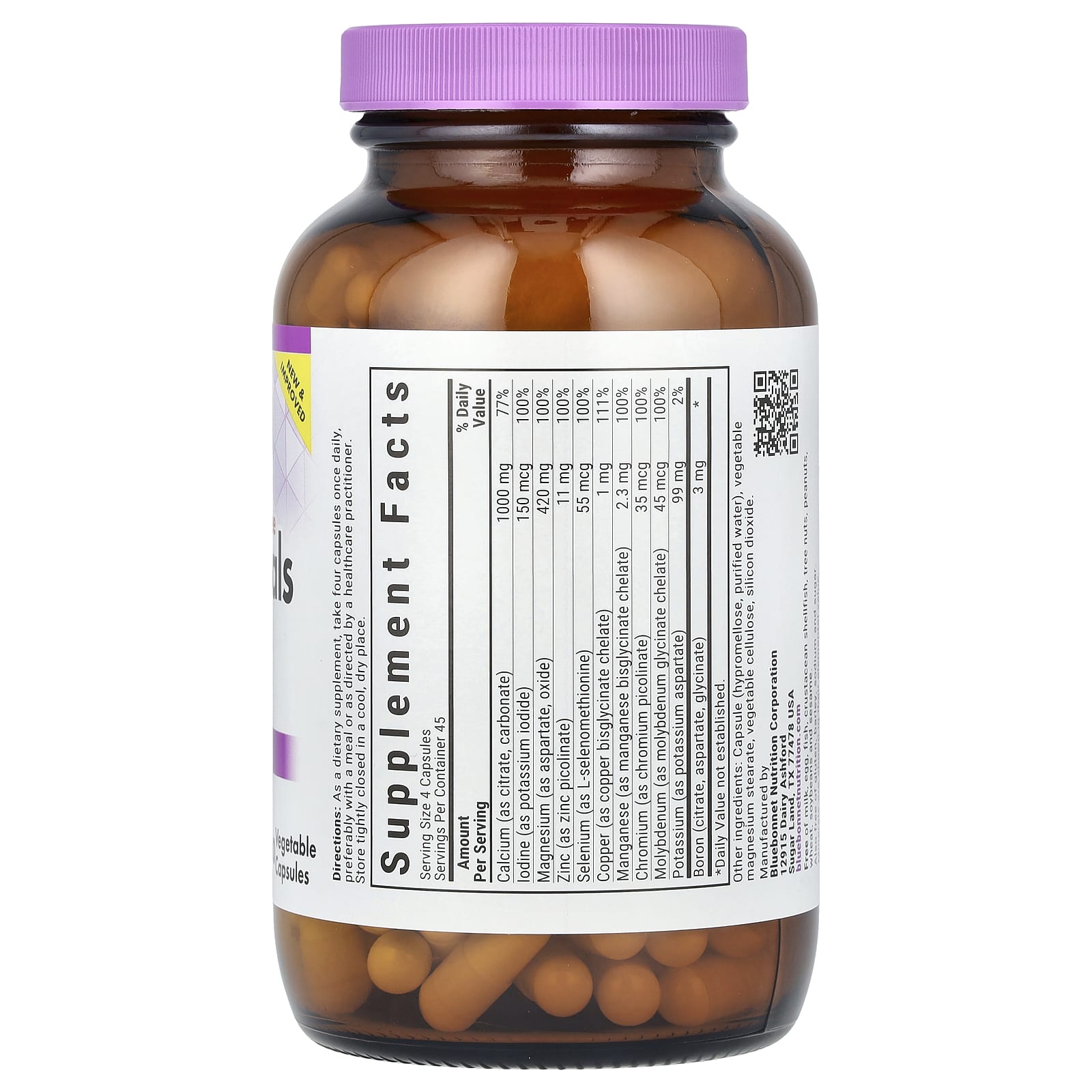 Bluebonnet Nutrition Multiminerals & Boron, Iron-Free, 180 Vegetable Capsules — photo 2 sur 2