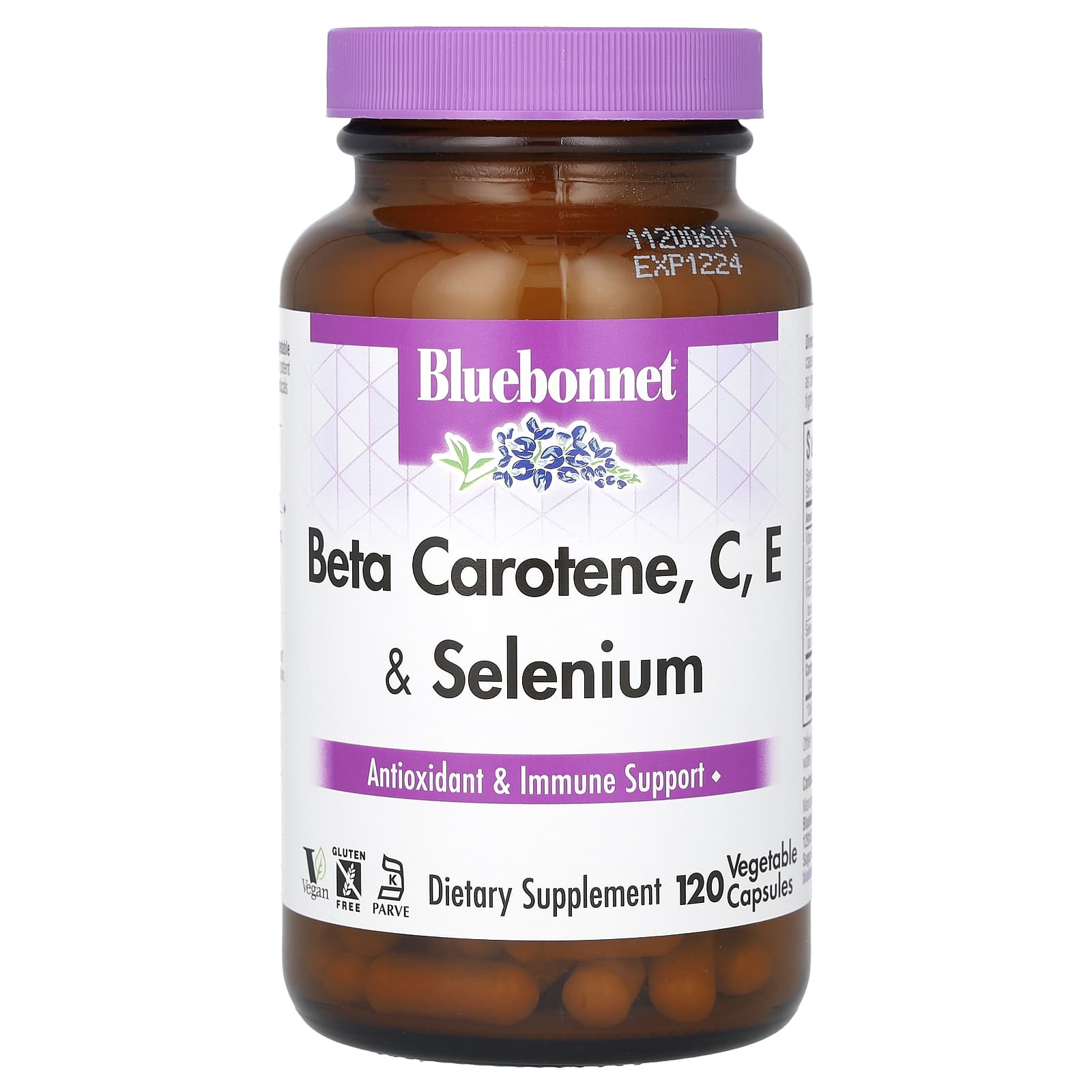 Bluebonnet Nutrition Beta Carotene, C, E & Selenium, 120 Vegetable Capsules — Tunisie