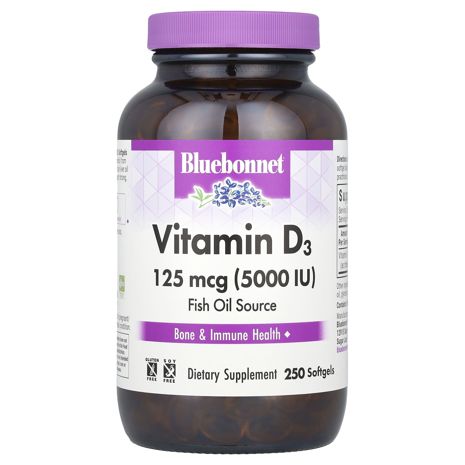 Bluebonnet Nutrition Vitamin D3 – 125 µg – 250 capsules molles — Tunisie
