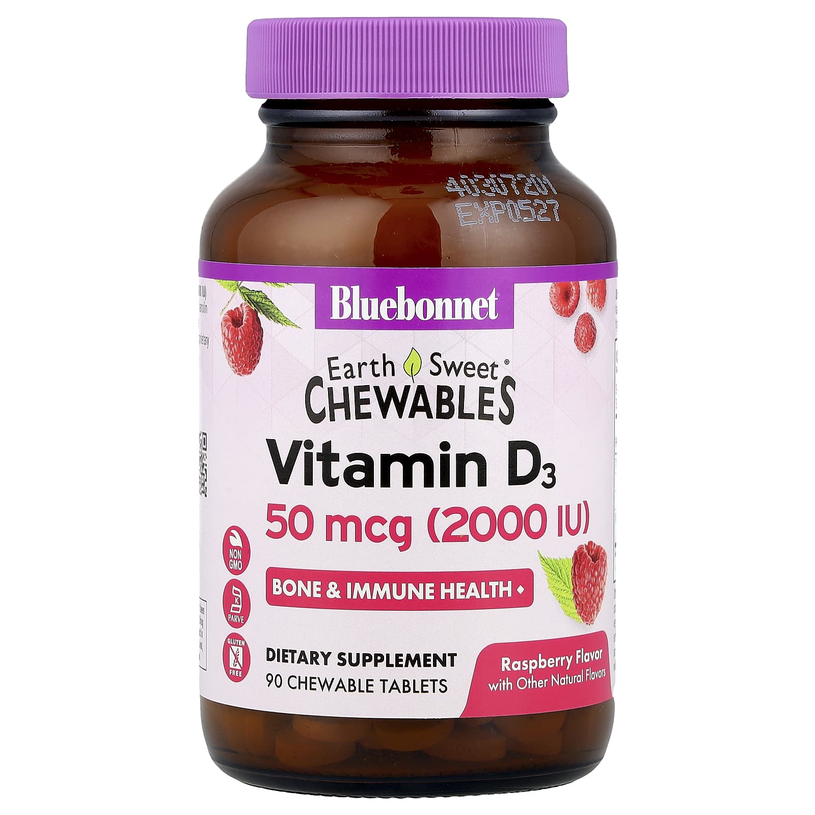Bluebonnet Nutrition EarthSweet Chewables – Raspberry – 50 µg — Tunisie