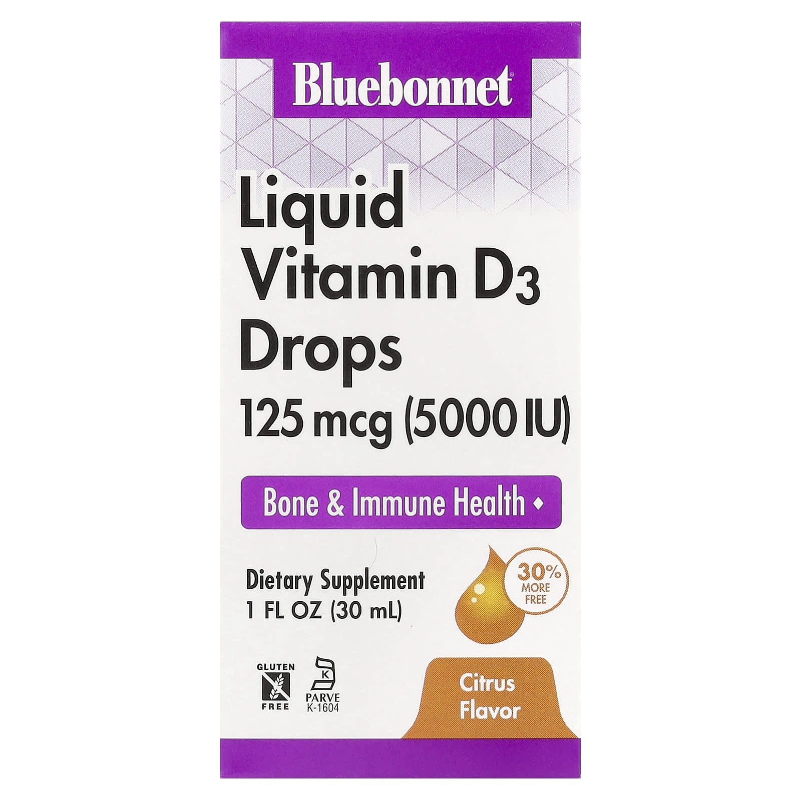 Bluebonnet Nutrition Liquid Vitamin D3 Drops – Citrus – 125 µg – 30 ml — Tunisie