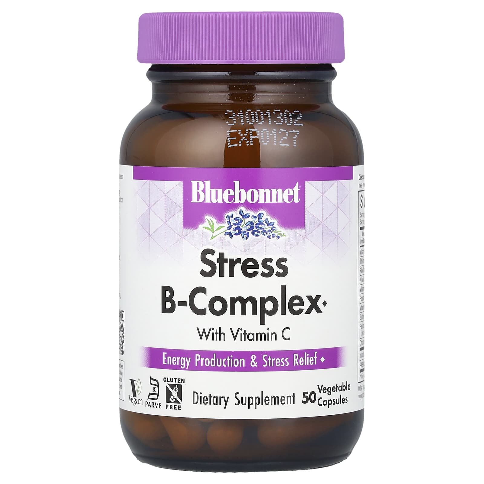Bluebonnet Nutrition Stress B-Complex With Vitamin C, 50 Vegetable Capsules — Tunisie
