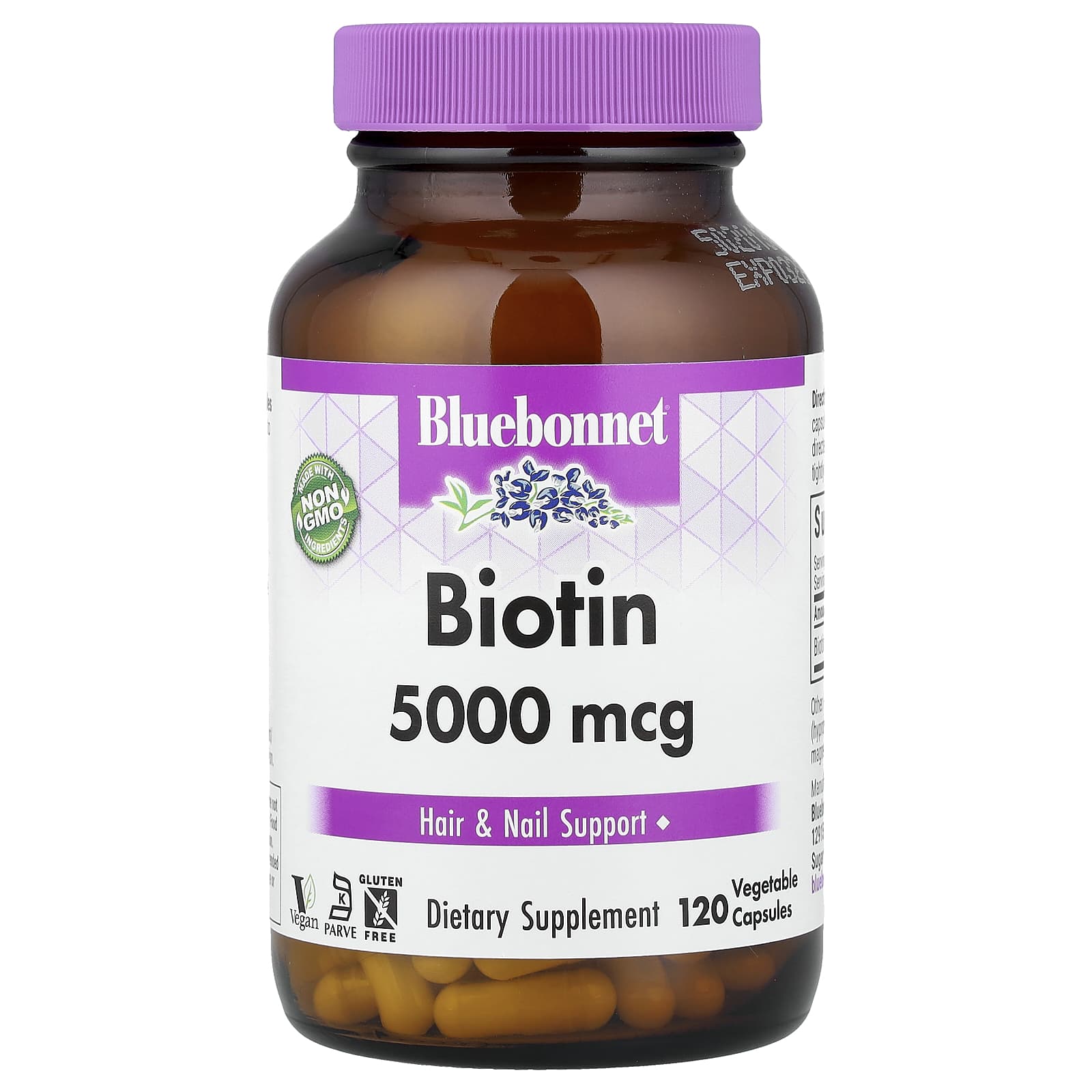 Bluebonnet Nutrition Biotin – 120 gélules végétales – 5000 µg — Tunisie