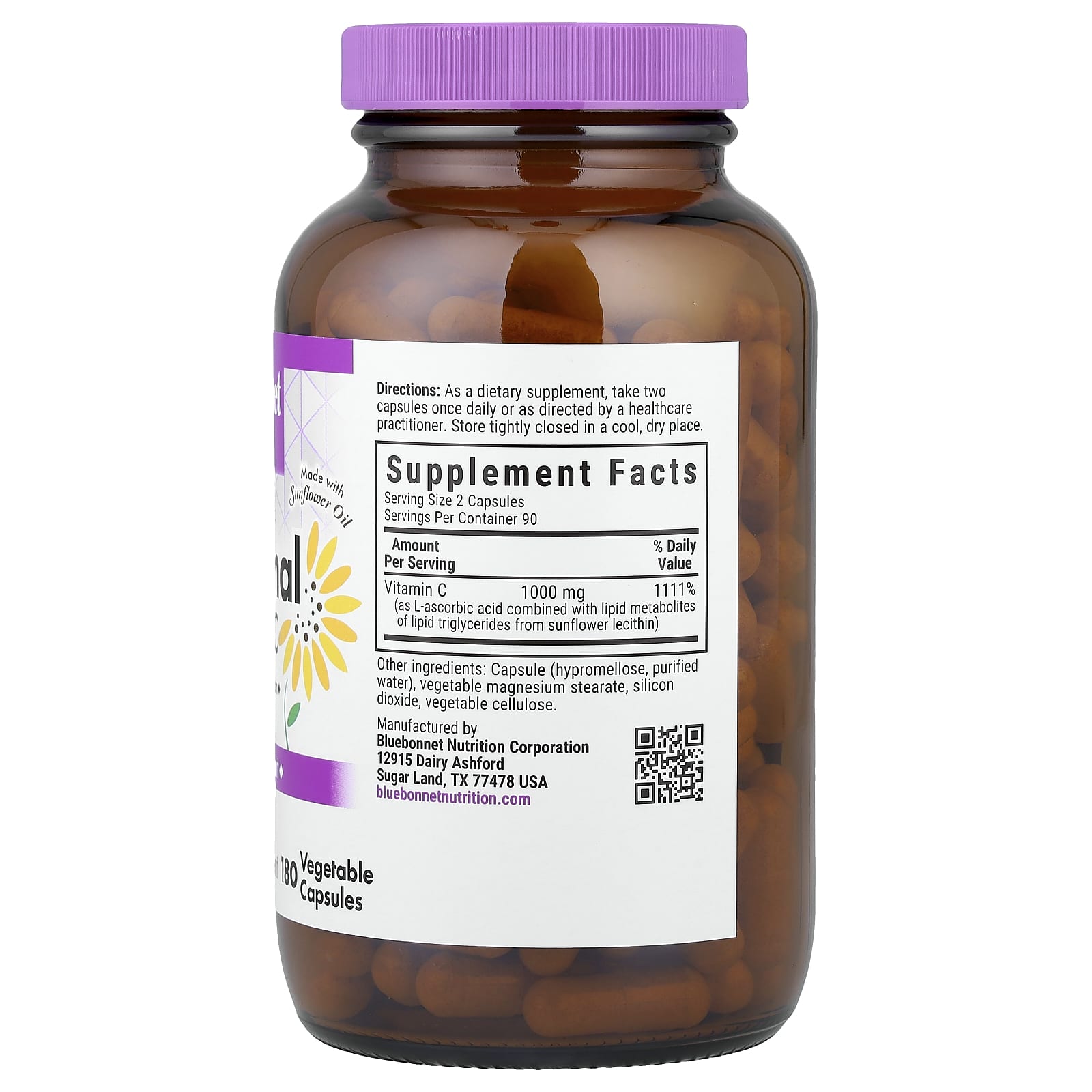 Bluebonnet Nutrition Liposomal Vitamin C, 180 Vegetable Capsules (500 mg per Capsule) — photo 2 sur 2