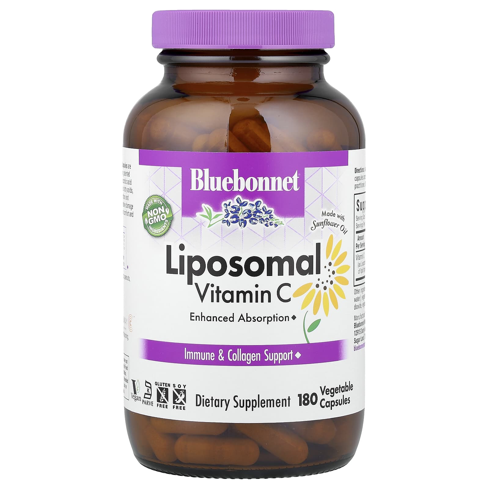 Bluebonnet Nutrition Liposomal Vitamin C, 180 Vegetable Capsules (500 mg per Capsule) — Tunisie