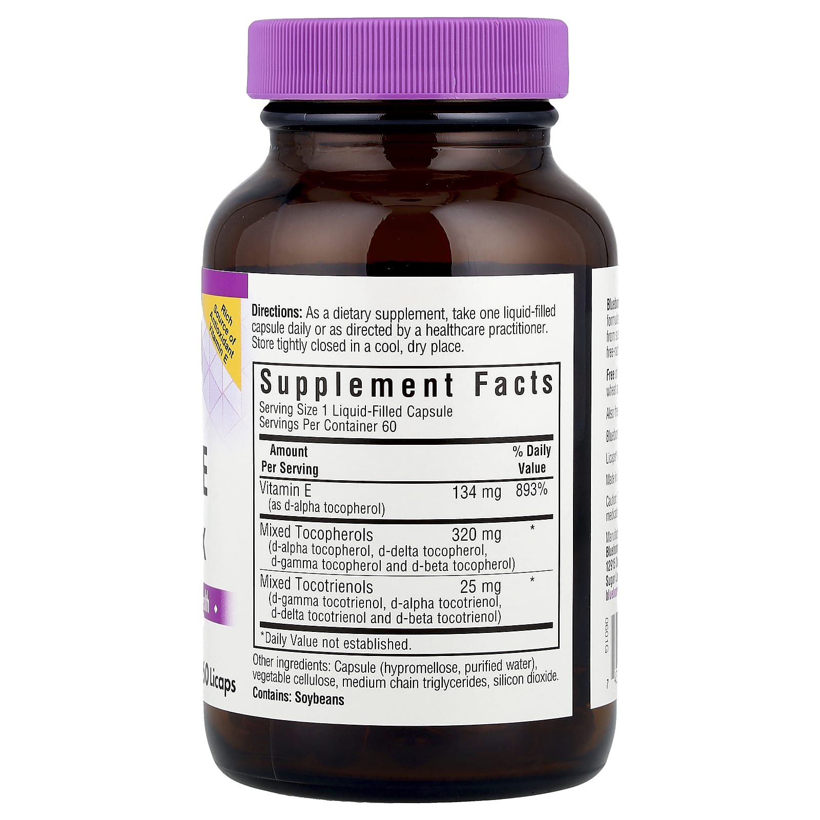 Bluebonnet Nutrition Vitamin E Complex, Full Spectrum, 60 Licaps — photo 2 sur 2