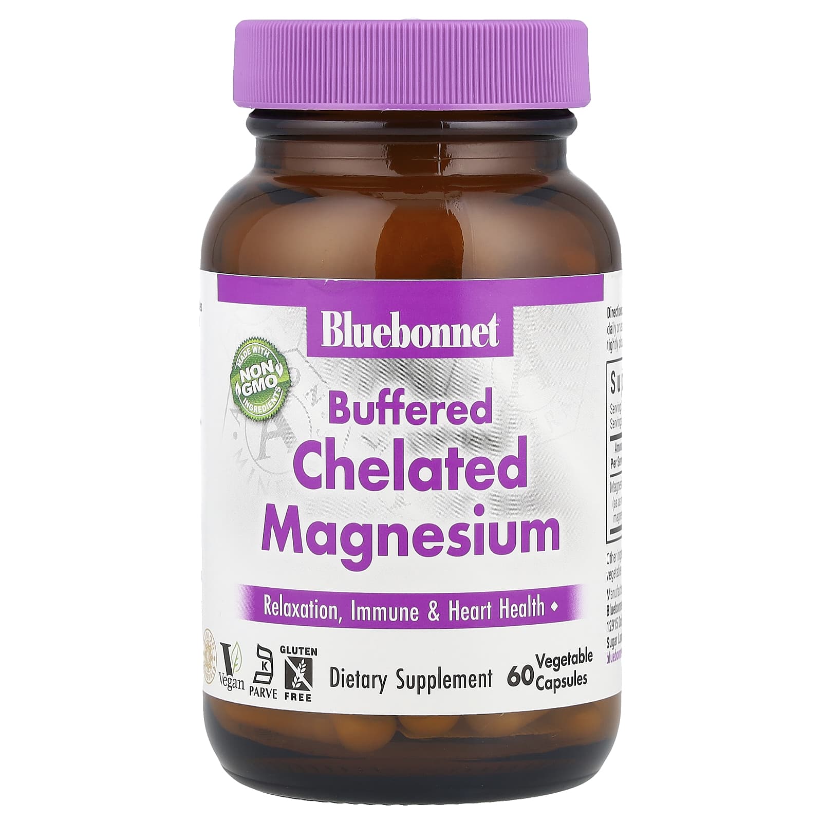Bluebonnet Nutrition Buffered Chelated Magnesium, 60 Vegetable Capsules (200 mg per Capsule) — Tunisie