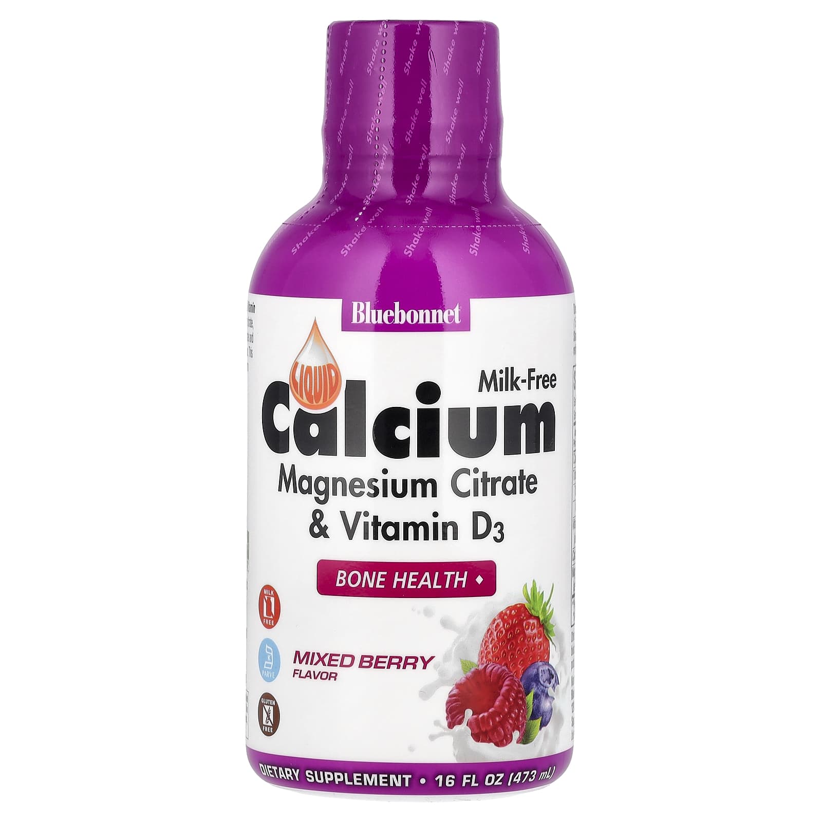 Bluebonnet Nutrition Liquid Calcium Magnesium Citrate & Vitamin D3 – Mixed Berry – 473 ml — Tunisie