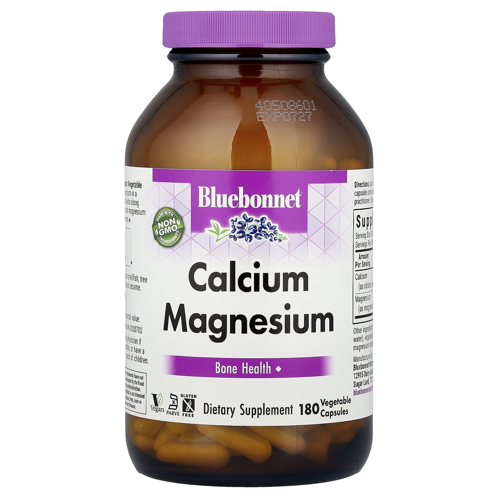 Bluebonnet Nutrition Calcium Magnesium, 180 Vegetable Capsules — Tunisie