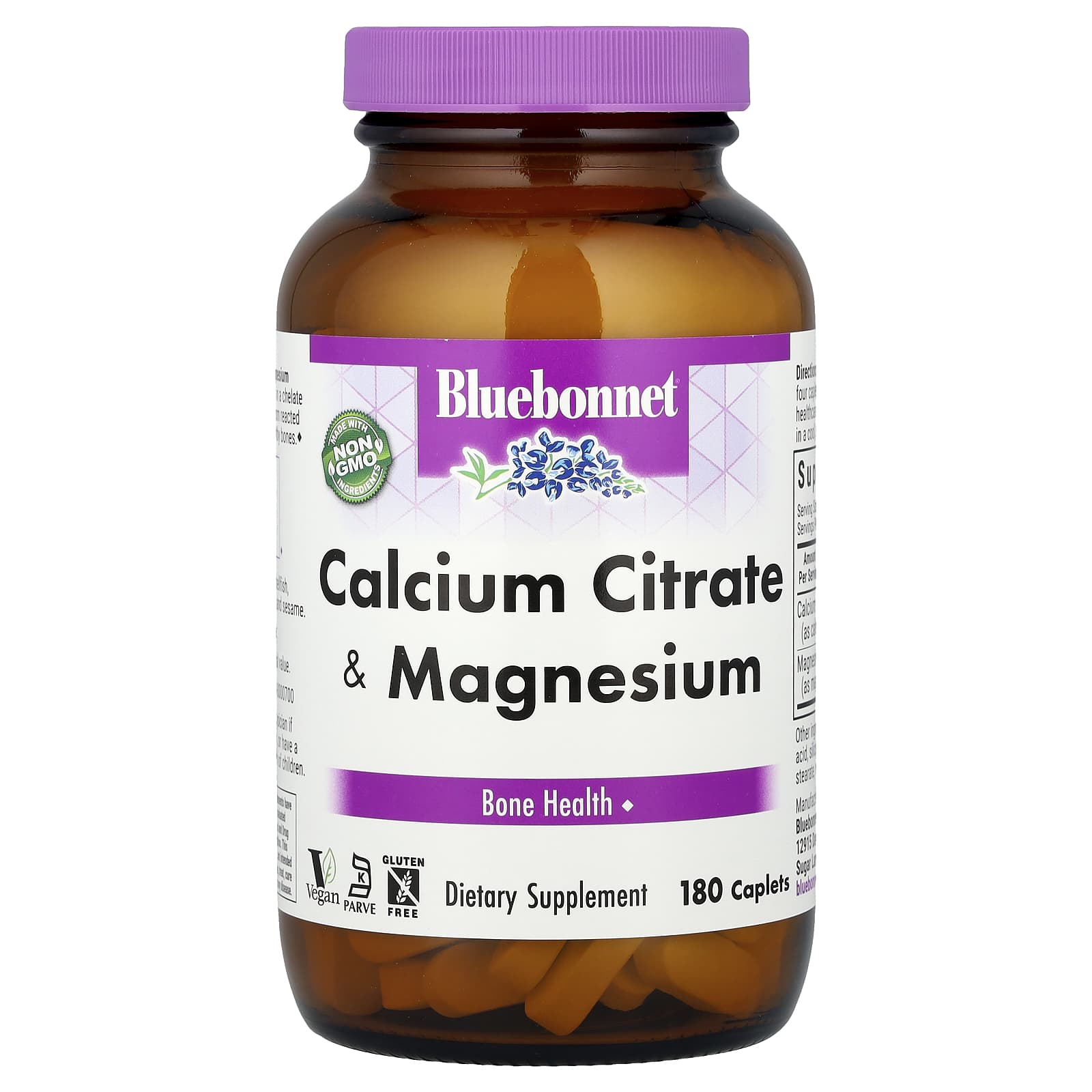 Bluebonnet Nutrition Calcium Citrate & Magnesium, 180 Caplets — Tunisie