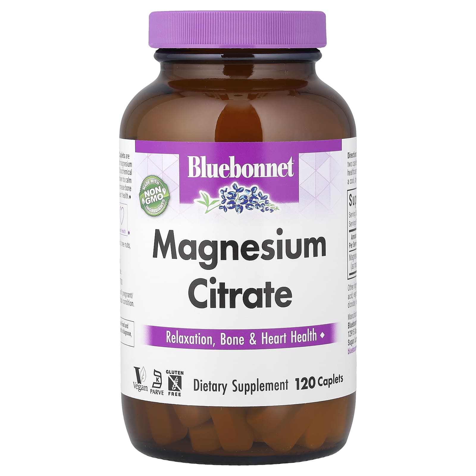 Bluebonnet Nutrition Magnesium Citrate, 120 Caplets (200 mg per Caplet) — Tunisie