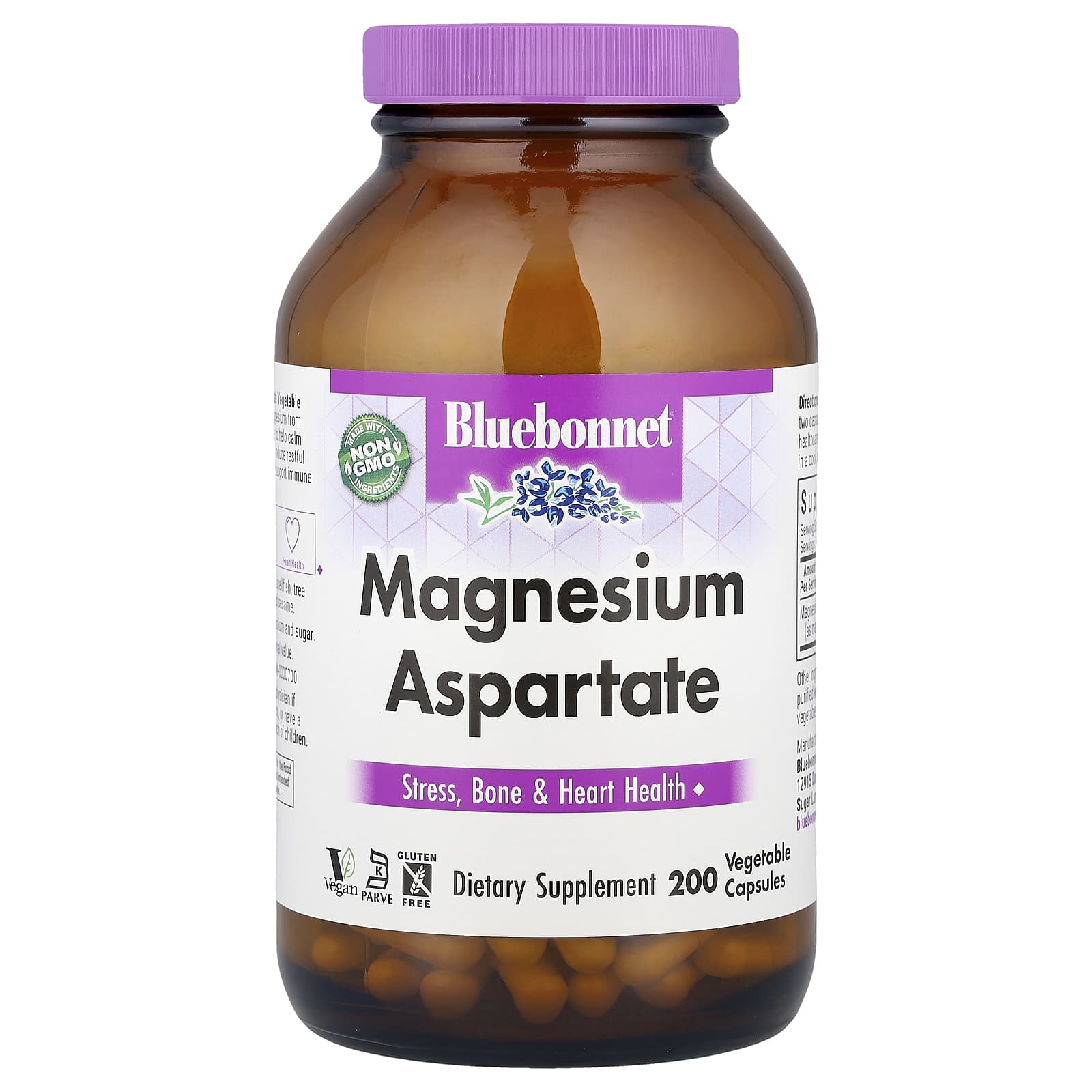 Bluebonnet Nutrition Magnesium Aspartate, 200 Vegetable Capsules (200 mg per Capsule) — Tunisie