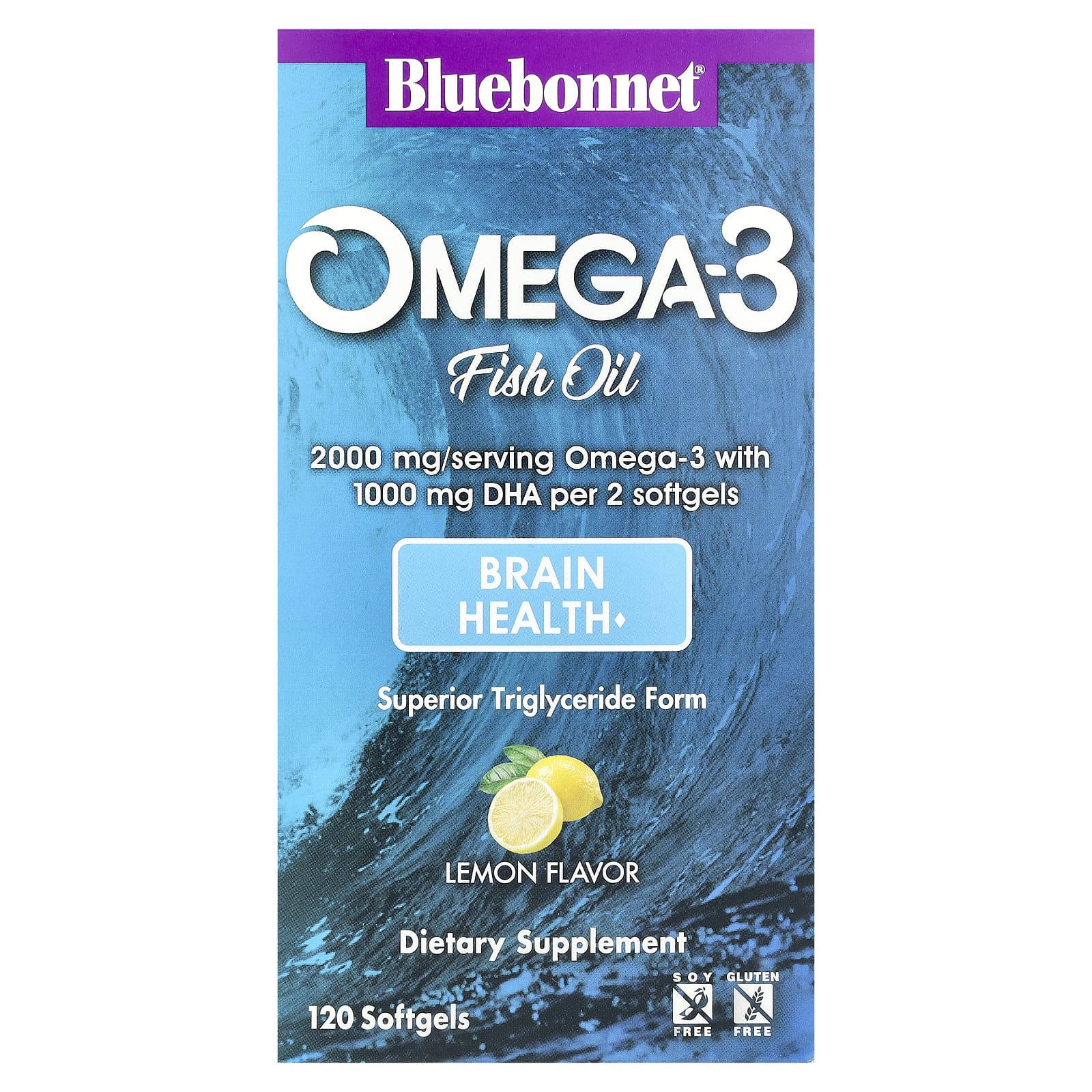 Bluebonnet Nutrition Omega-3 Fish Oil – Lemon – 120 capsules molles — Tunisie