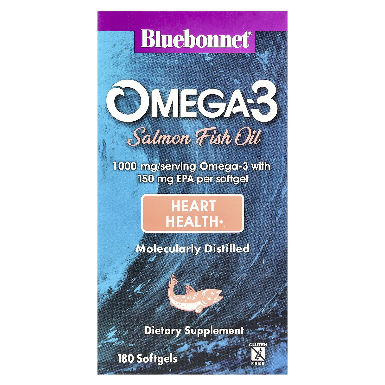 Bluebonnet Nutrition Omega-3 Salmon Fish Oil – 180 capsules molles — Tunisie
