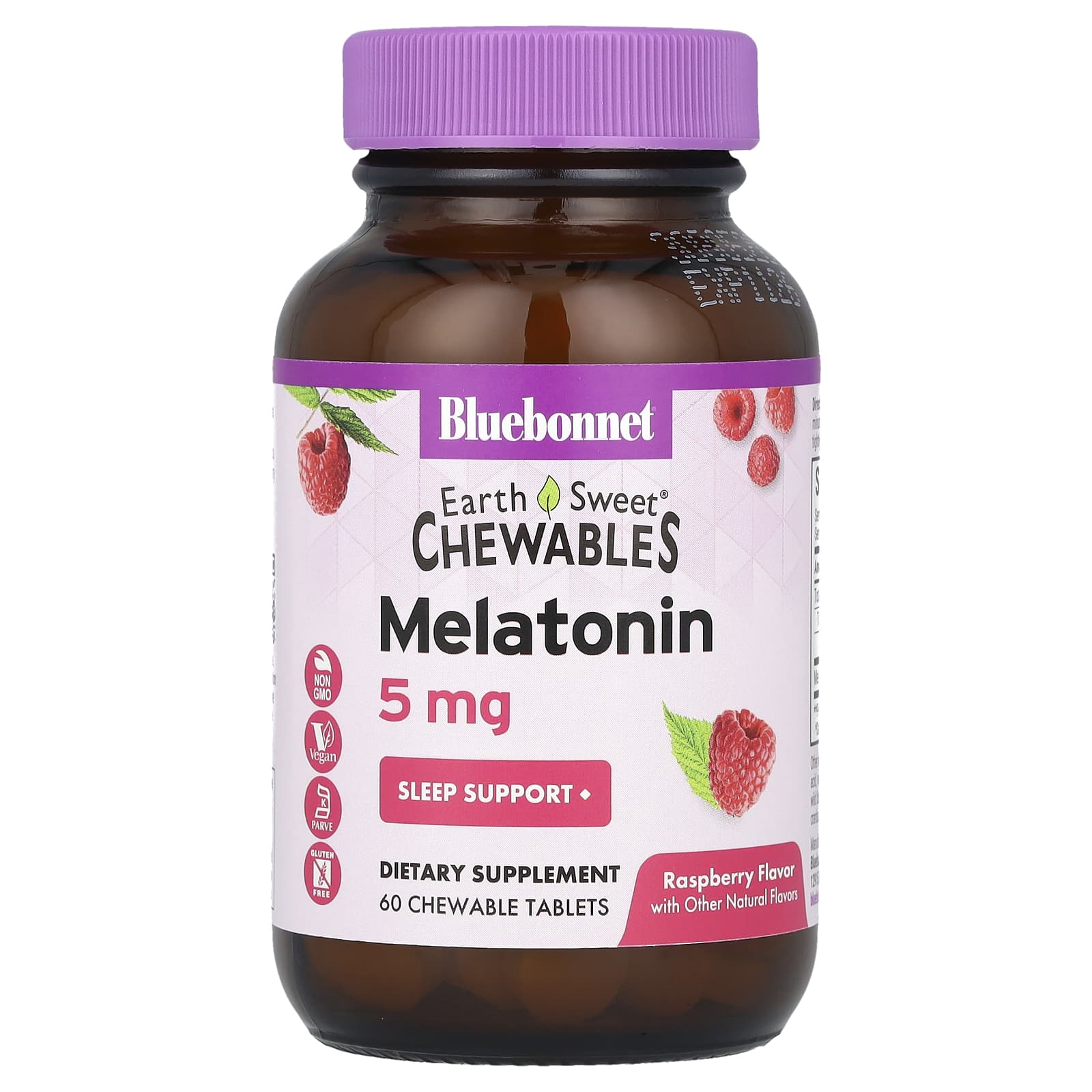 Bluebonnet Nutrition EarthSweet Chewables, Melatonin – Raspberry – 60 comprimés à croquer – 5 mg — Tunisie