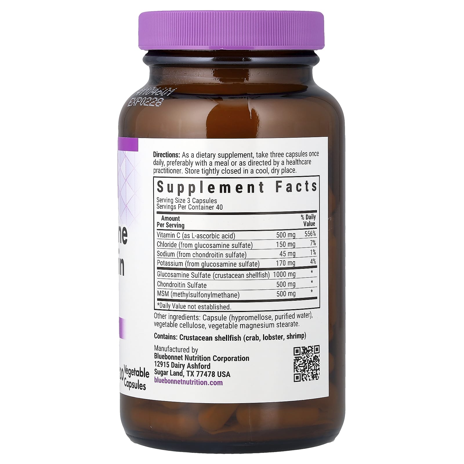 Bluebonnet Nutrition Glucosamine Chondroitin & MSM, 120 Vegetable Capsules — photo 2 sur 2