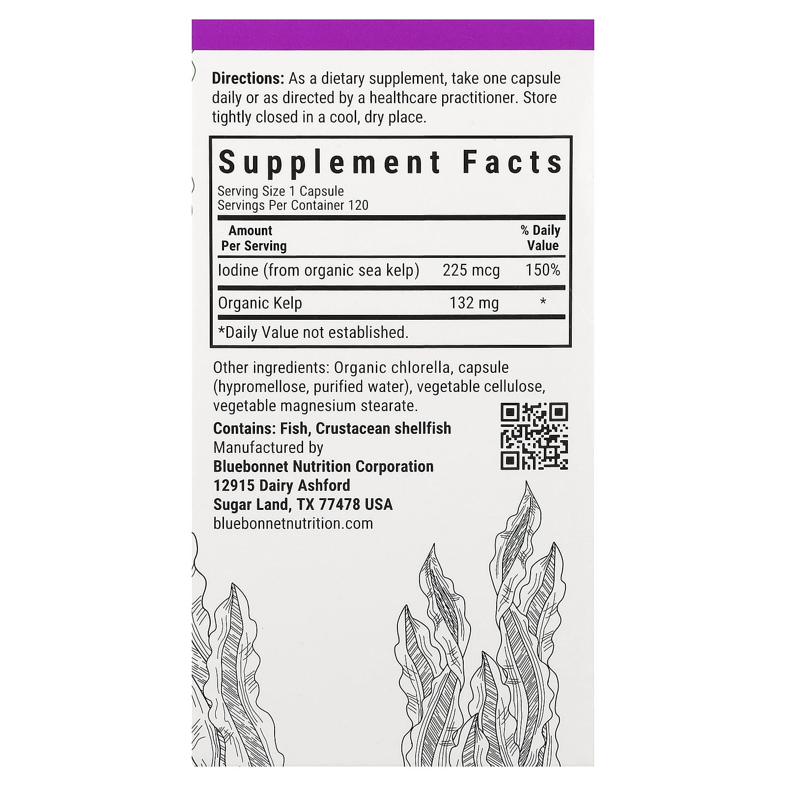 Bluebonnet Nutrition Atlantic Sea Kelp Iodine – 225 µg — photo 2 sur 2