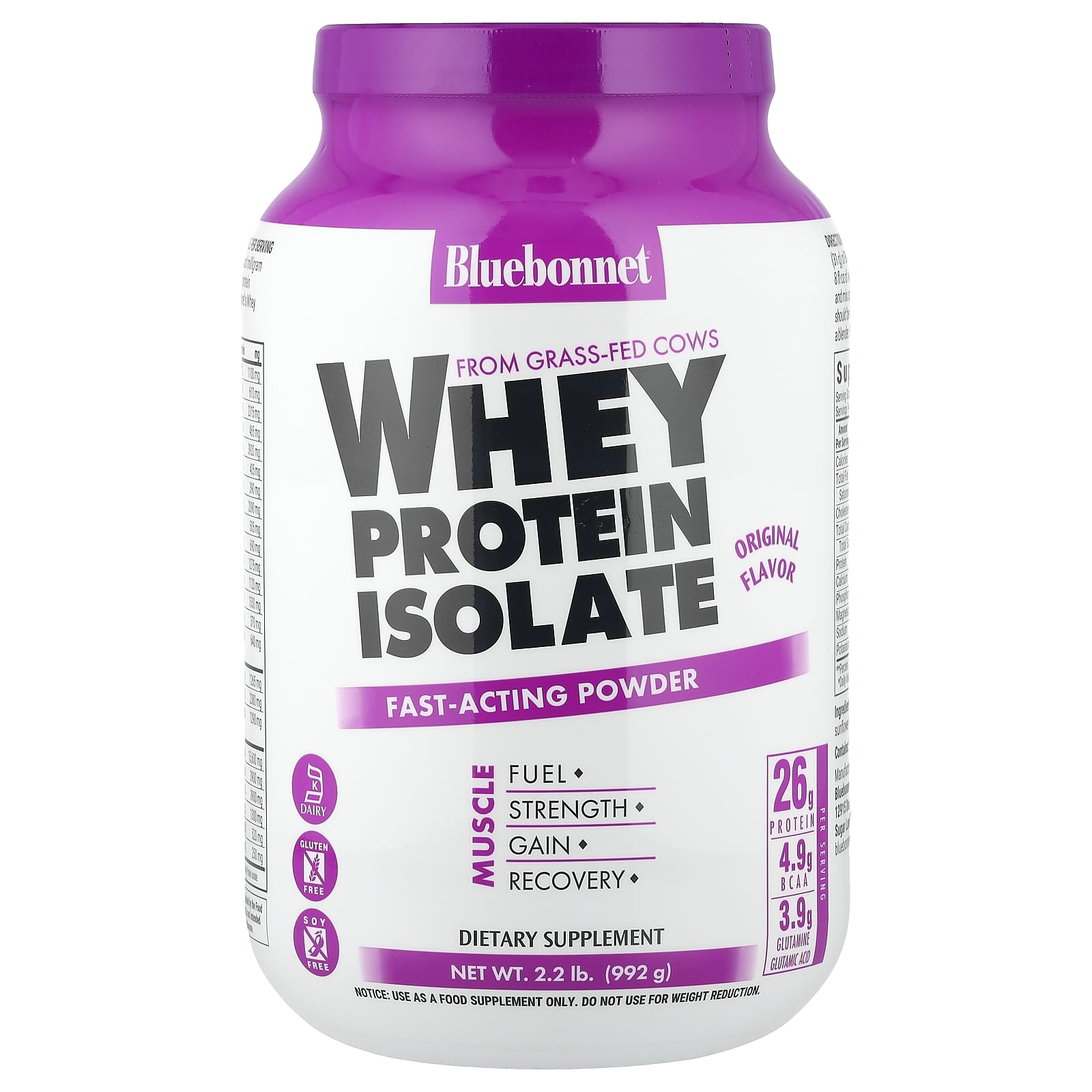 Bluebonnet Nutrition Whey Protein Isolate, Original – 992 g — Tunisie