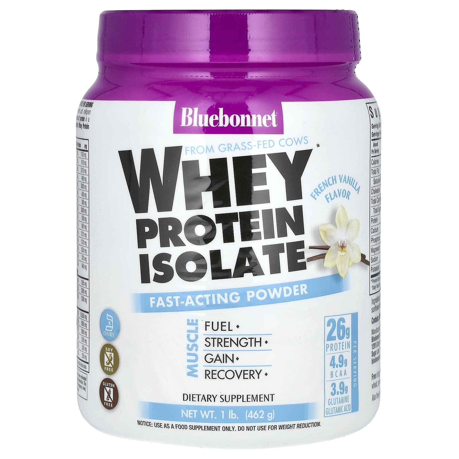 Bluebonnet Nutrition Whey Protein Isolate – French Vanilla – 462 g — Tunisie