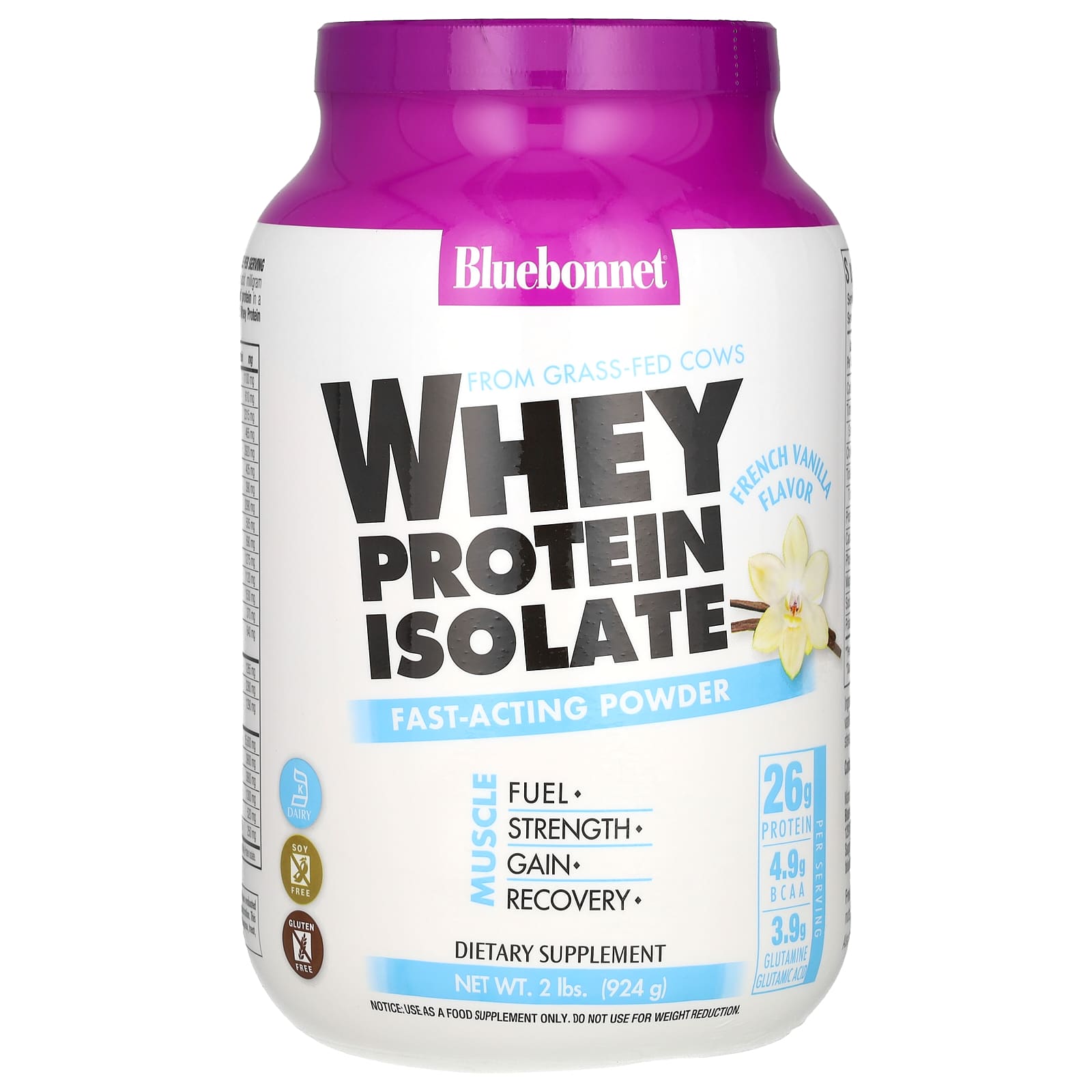 Bluebonnet Nutrition Whey Protein Isolate – French Vanilla – 924 g — Tunisie