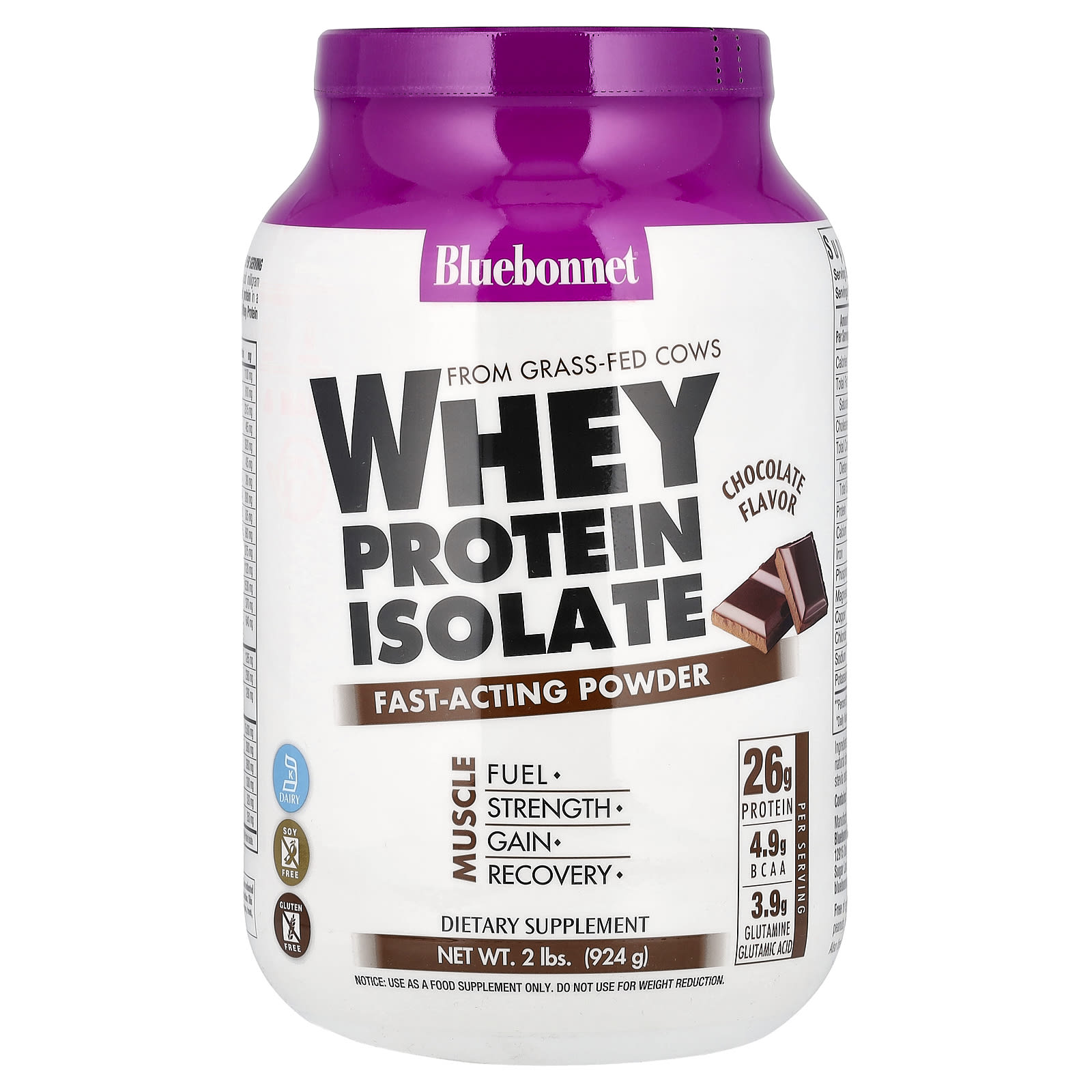 Bluebonnet Nutrition Whey Protein Isolate – Chocolate – 924 g — Tunisie
