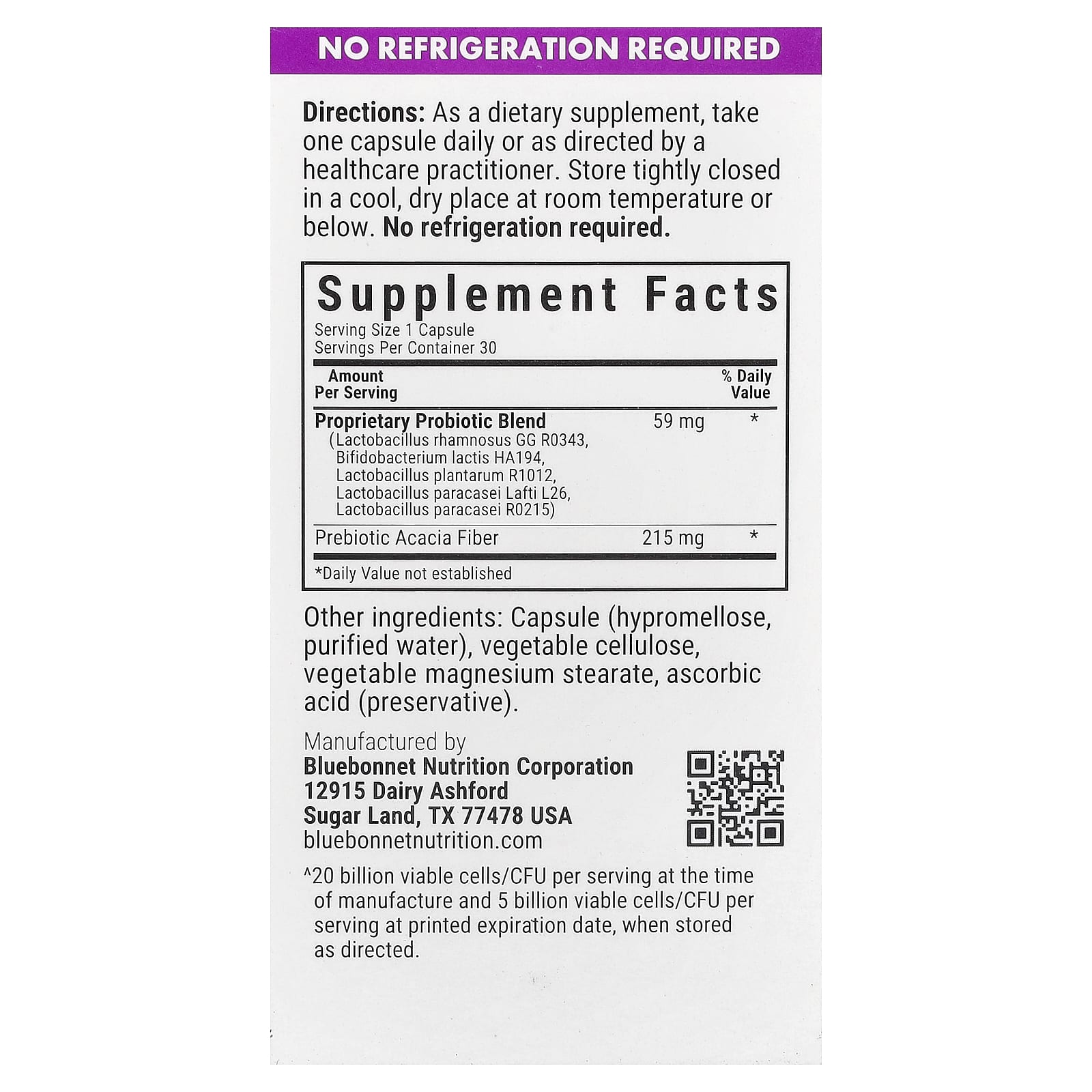 Bluebonnet Nutrition Prebiotic Probiotic, 30 Vegetable Capsules — photo 2 sur 2
