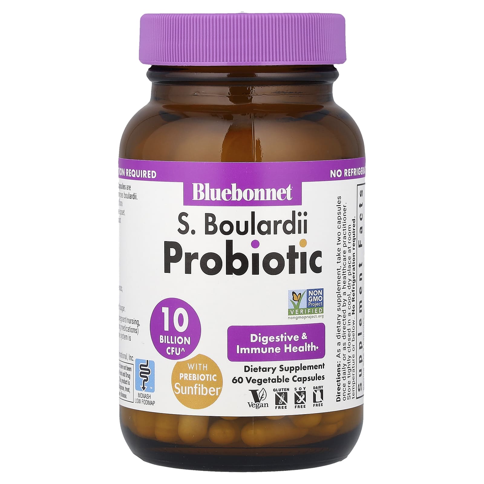 Bluebonnet Nutrition S. Boulardii Probiotic, 60 Vegetable Capsules — étiquette 1