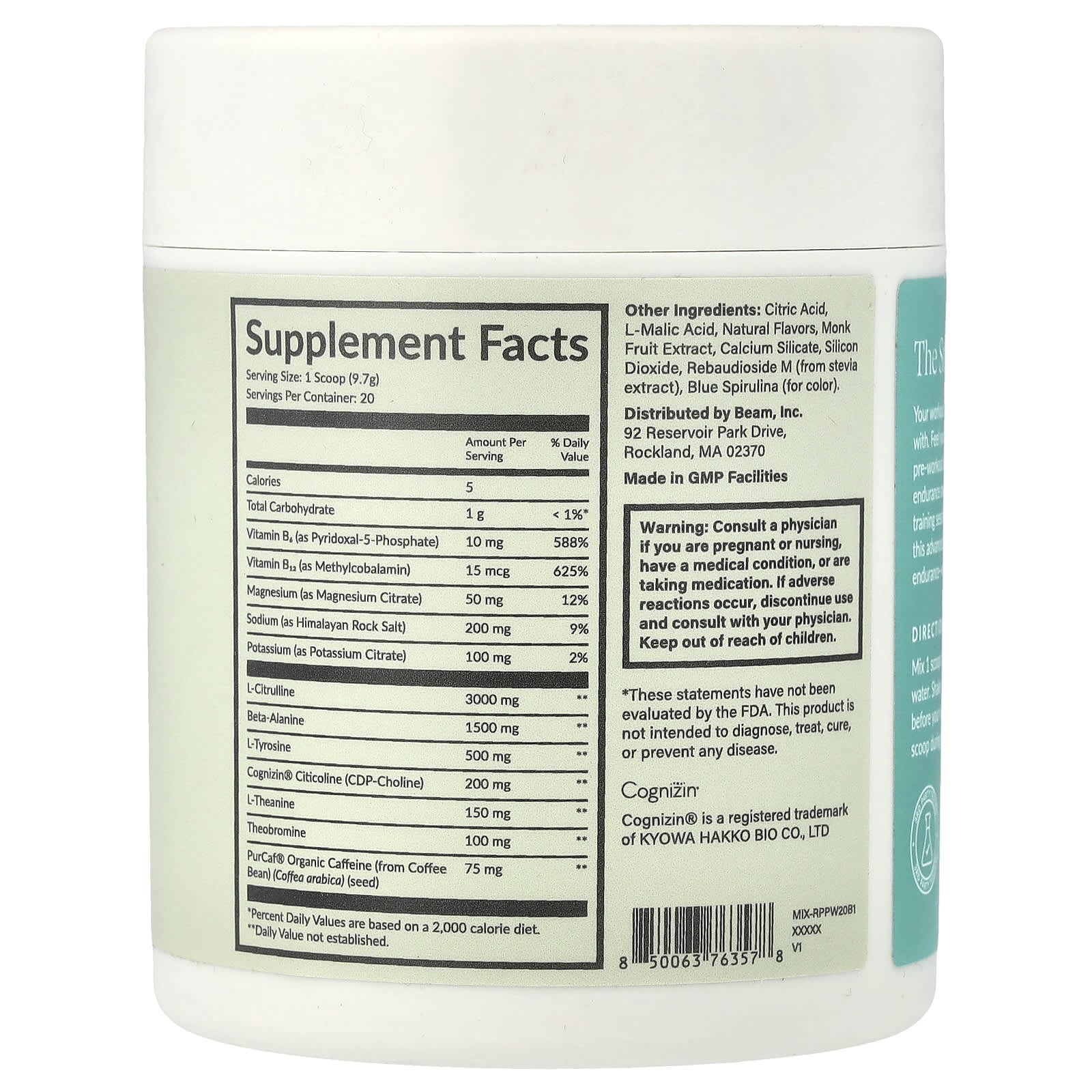 Beam Pre-Workout – Blue Raspberry – 194 g — photo 2 sur 2