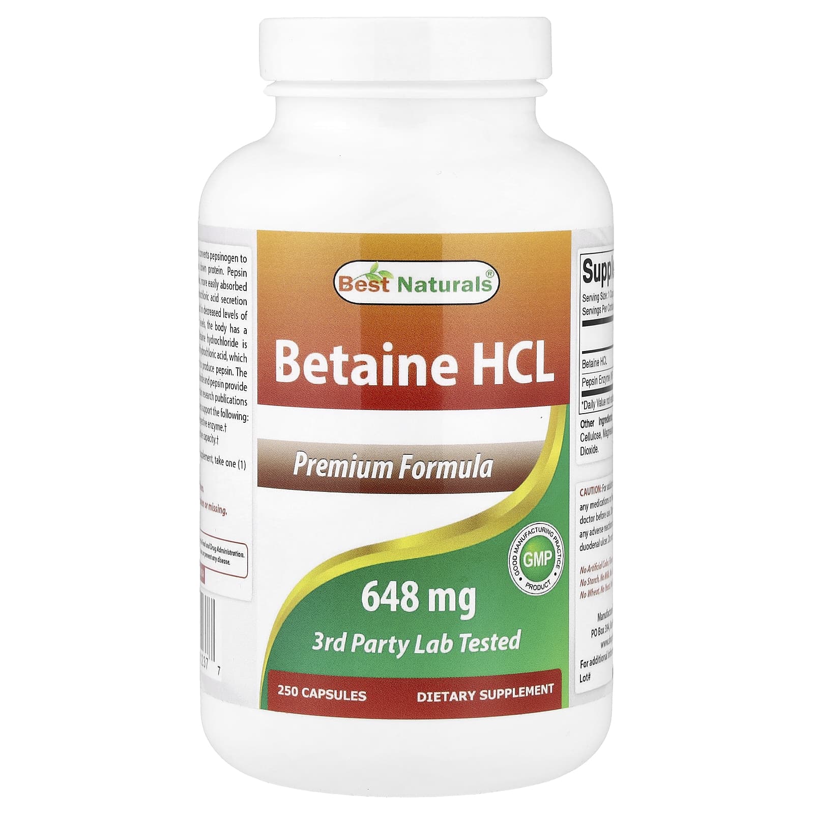 Best Naturals Betaine HCL – 250 gélules — Tunisie