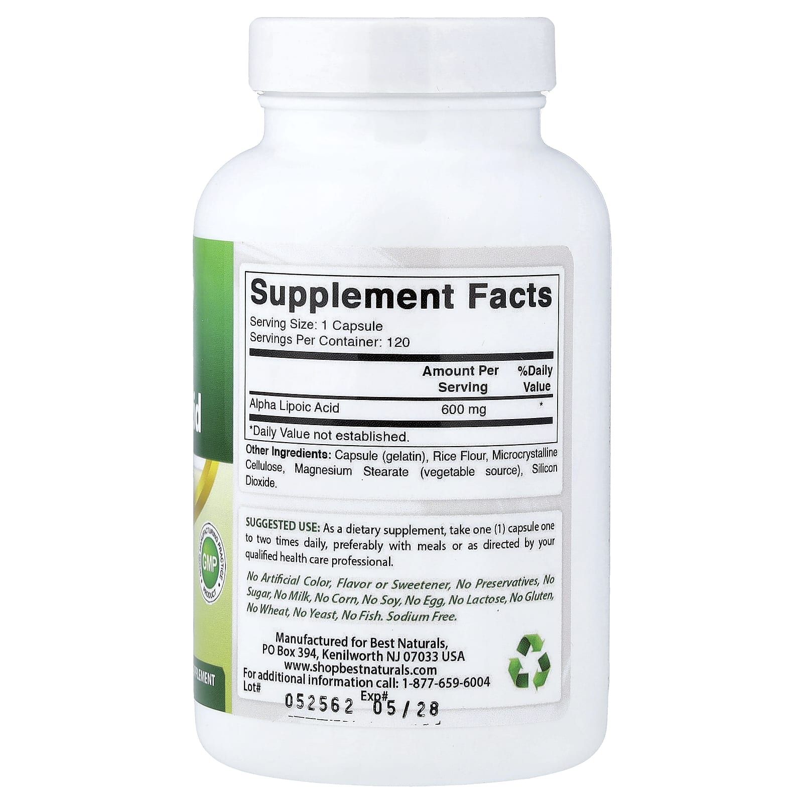 Best Naturals Alpha Lipoic Acid – 120 gélules — photo 2 sur 2
