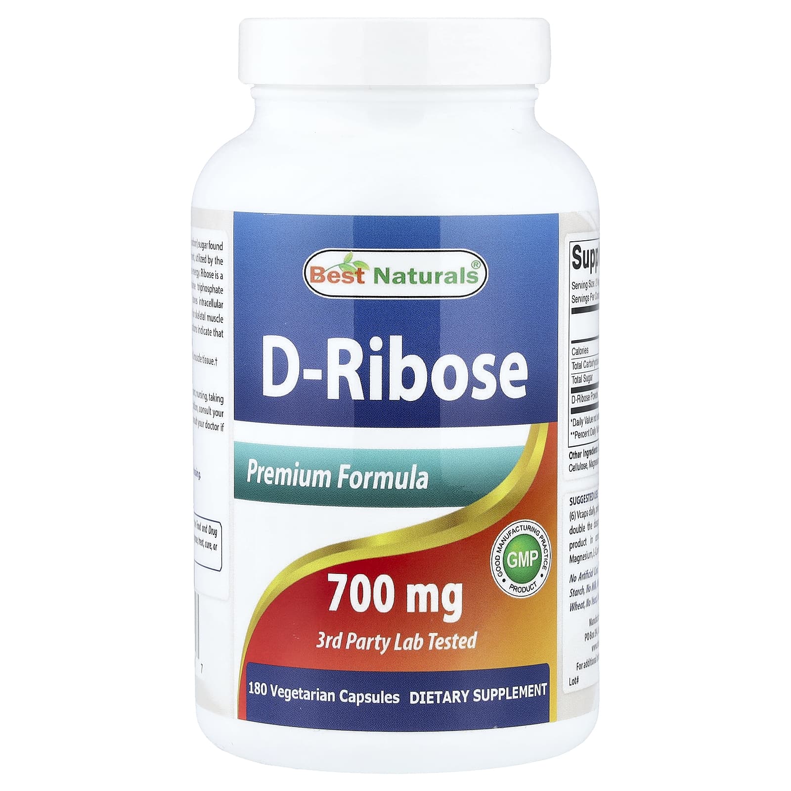 Best Naturals D-Ribose – 180 gélules végétales — Tunisie