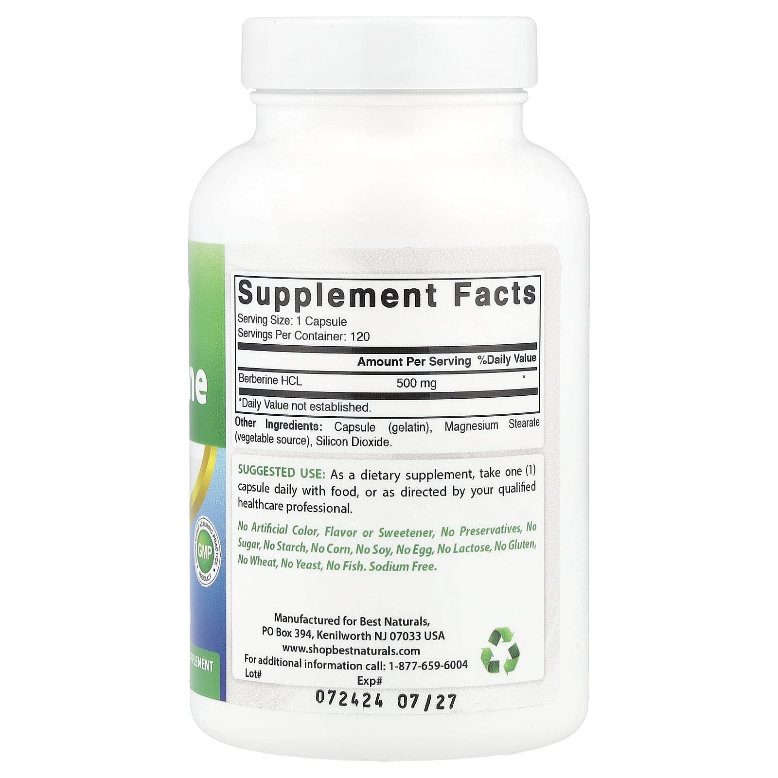 Best Naturals Berberine – 120 gélules — photo 2 sur 2