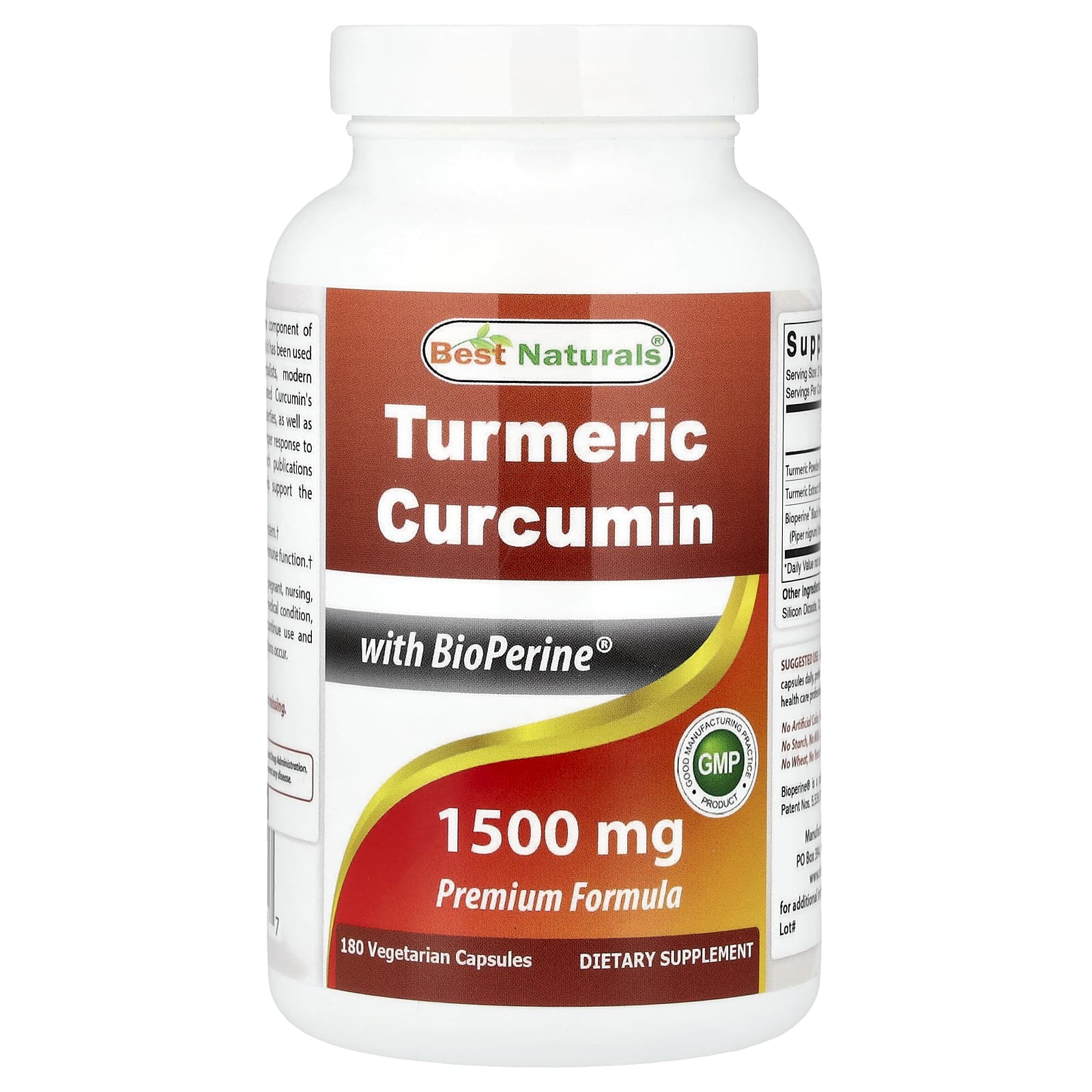 Best Naturals Turmeric Curcumin With BioPerine – 180 gélules végétales — Tunisie