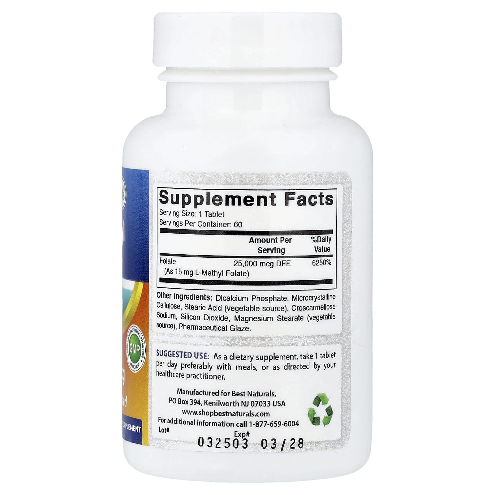 Best Naturals L-Methyl Folate – 60 comprimés — photo 2 sur 2