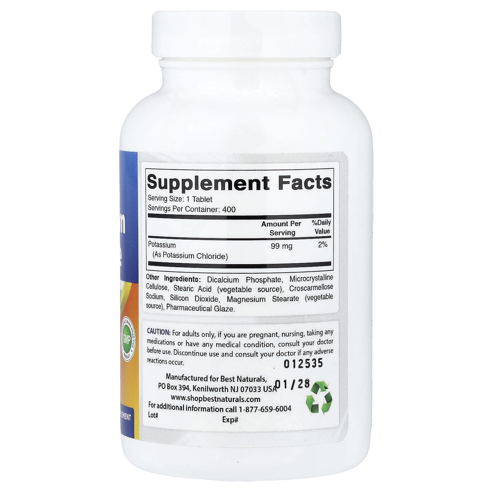 Best Naturals Potassium Chloride – 400 comprimés — photo 2 sur 2