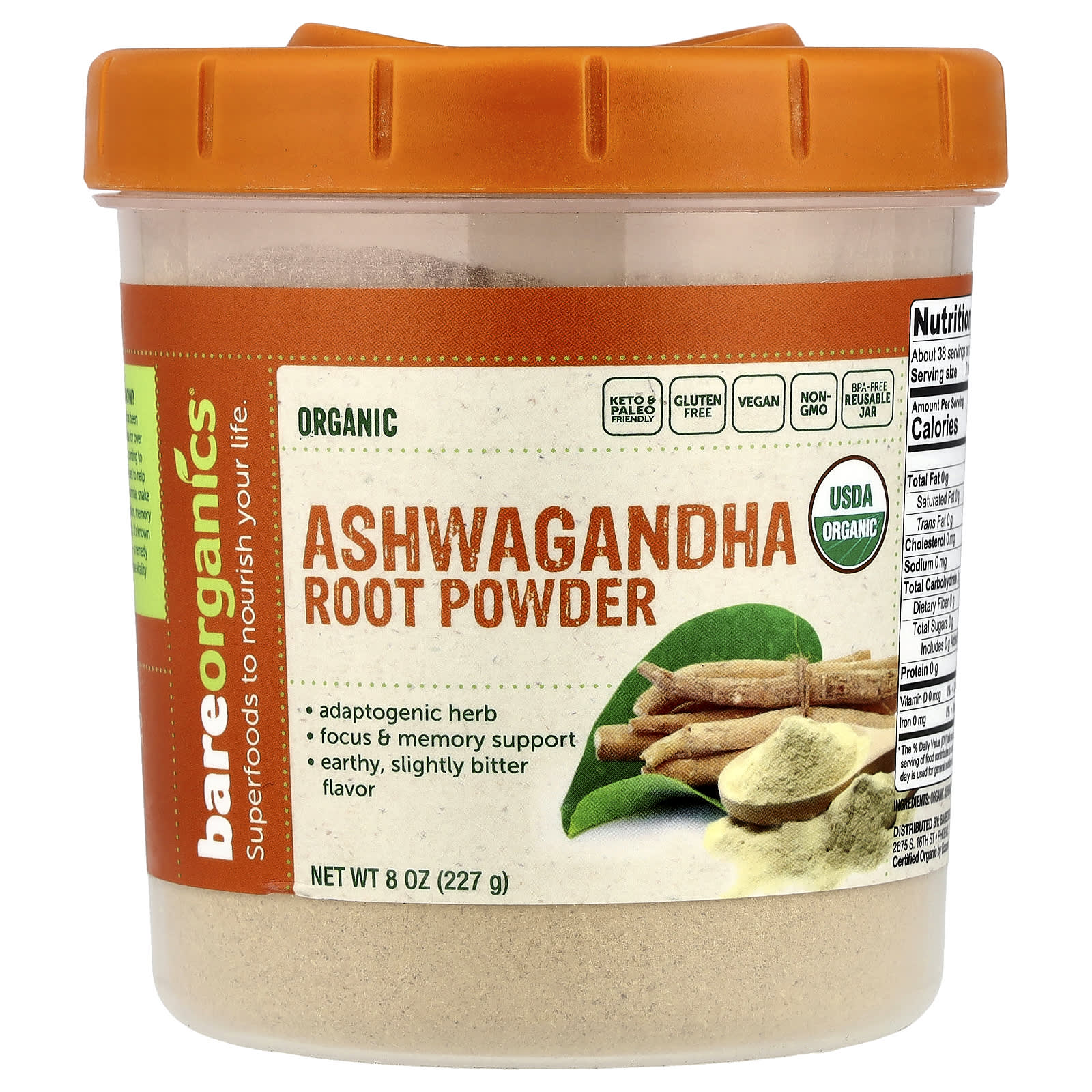 BareOrganics Organic Ashwagandha Root Powder – 227 g — Tunisie