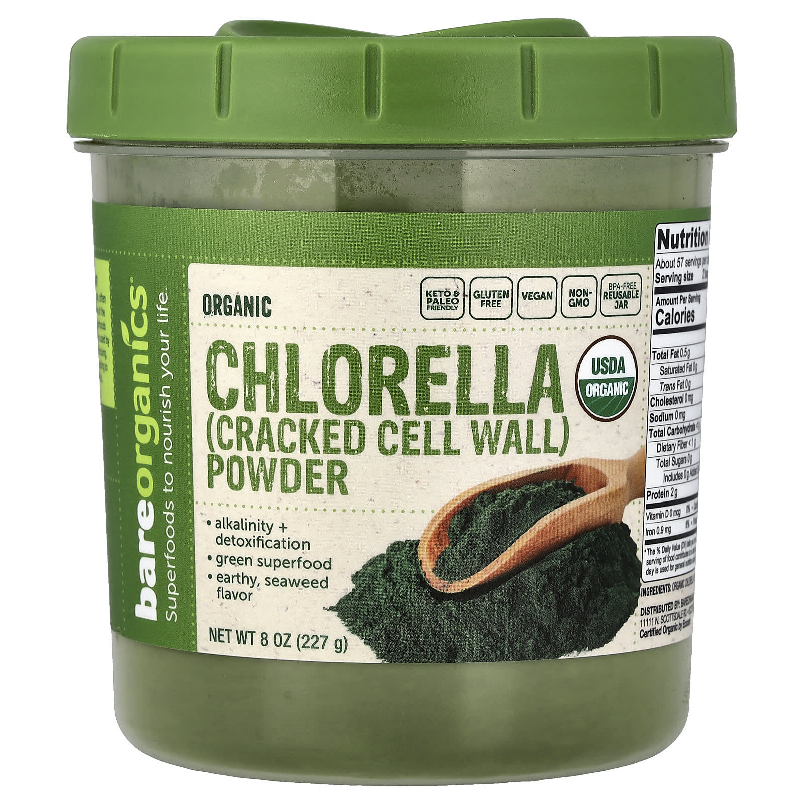 BareOrganics Organic Chlorella Powder – 227 g — Tunisie