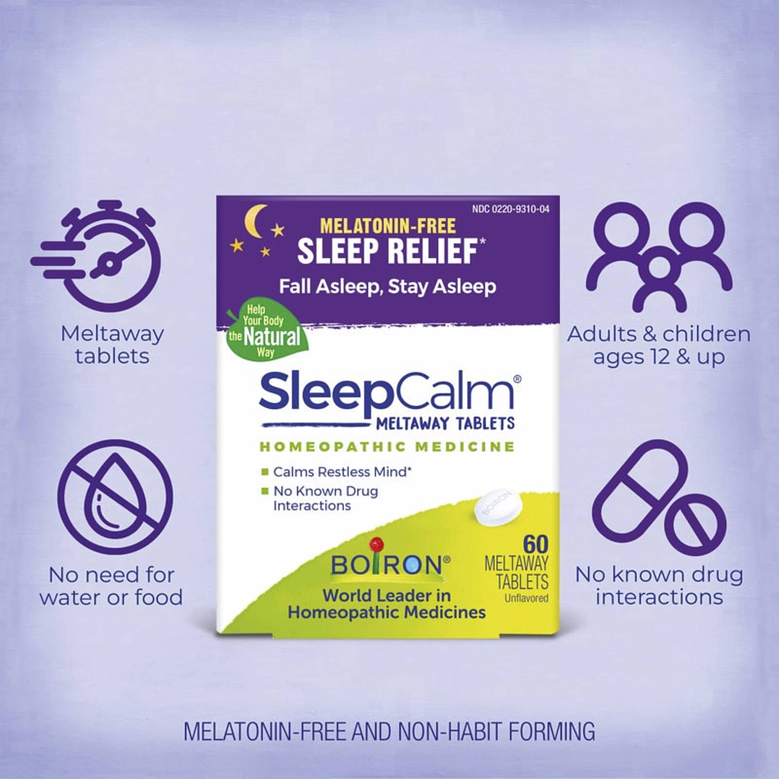 Boiron SleepCalm, 60 Meltaway Tablets – Sans arôme — étiquette 6
