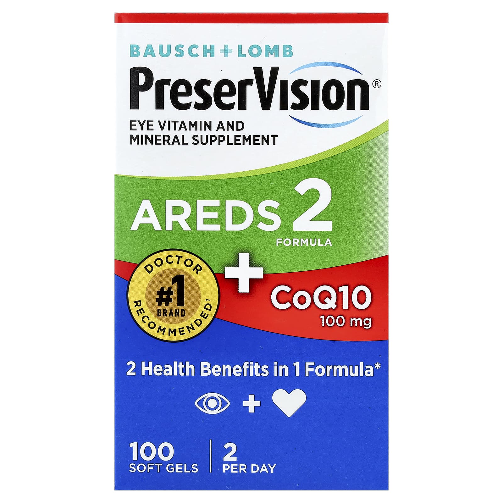 PreserVision AREDS 2 Formula + CoQ10 – 100 capsules molles — Tunisie
