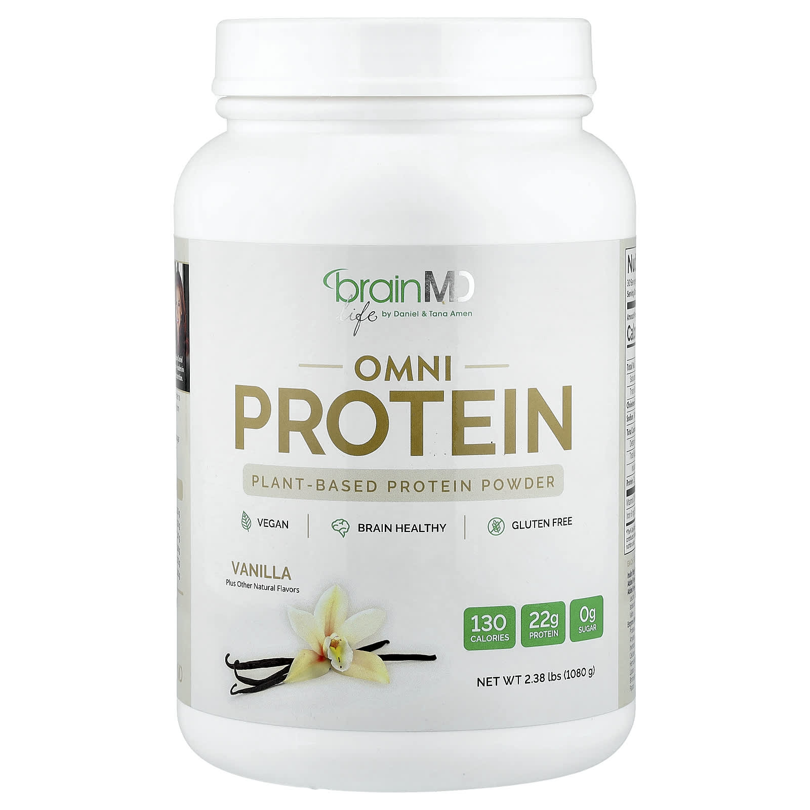 BrainMD Omni Protein, Plant-Based Protein Powder – Vanilla – 1080 g — Tunisie