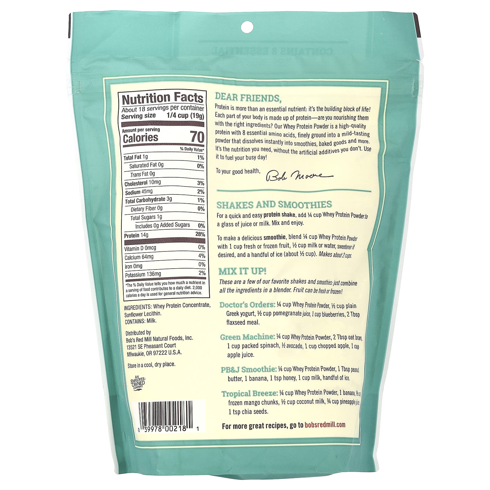 Bob's Red Mill Whey Protein Powder – 340 g — photo 2 sur 2