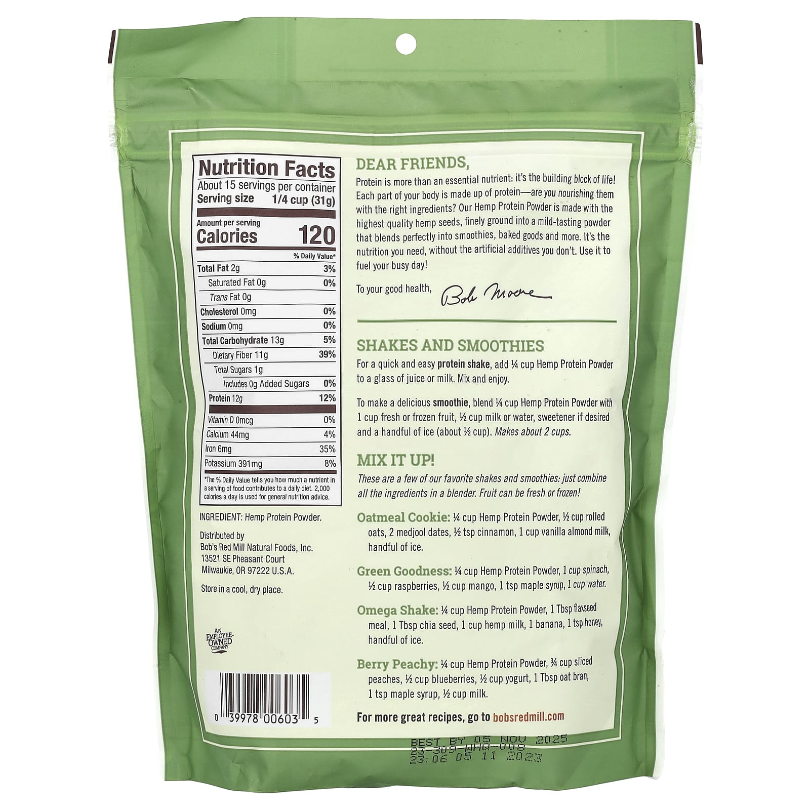 Bob's Red Mill Hemp Protein Powder – 453 g — photo 2 sur 2