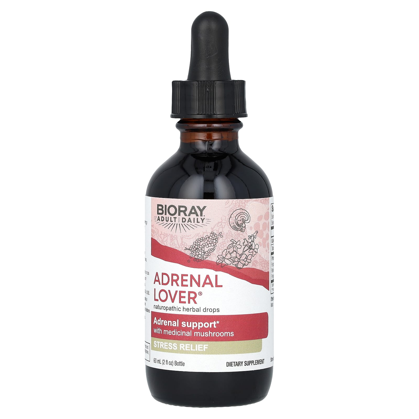 Bioray Adrenal Lover, Adrenal Support with Medical Mushrooms – 60 ml — étiquette 1