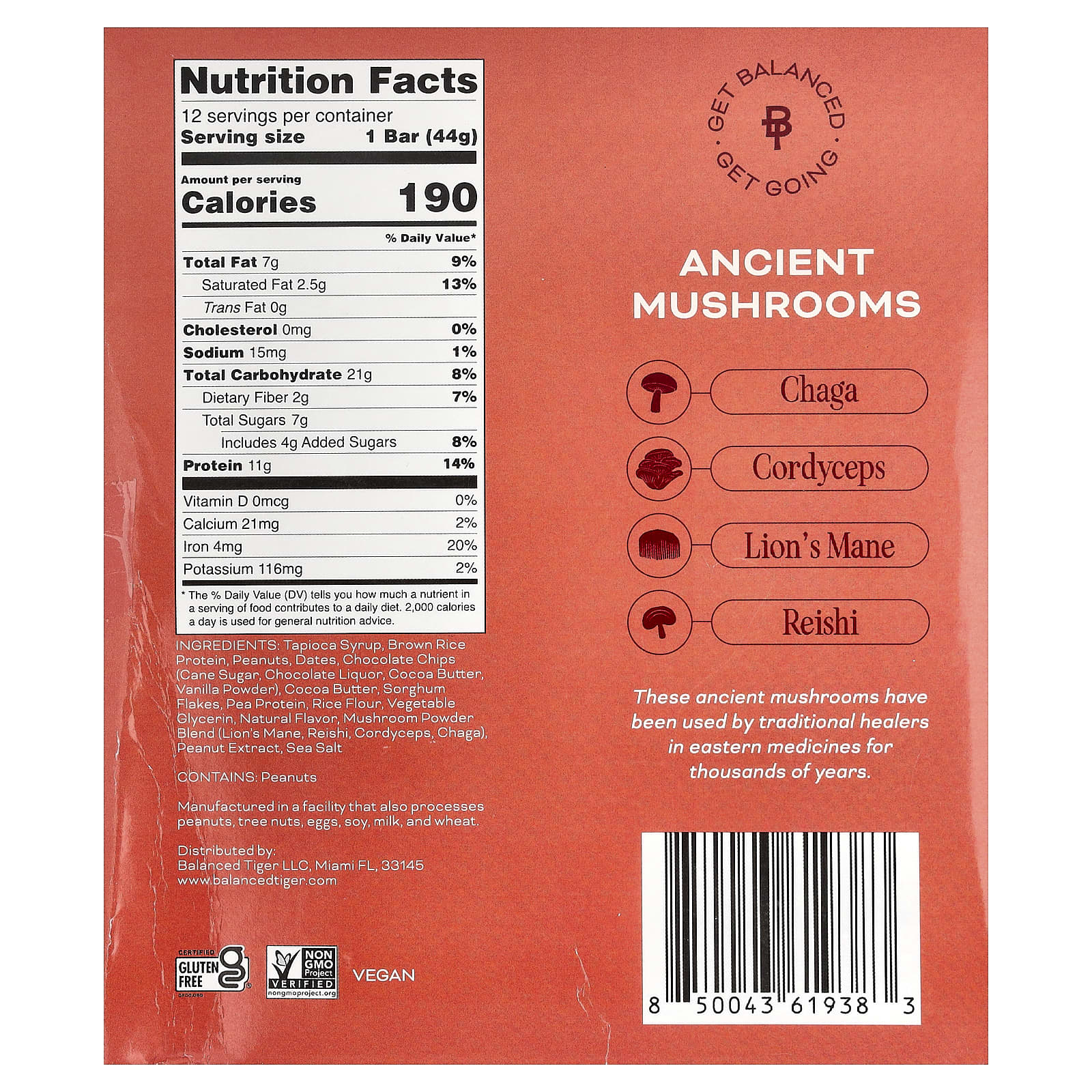 Balanced Tiger Protein Bar – Peanut Butter Chocolate Chip – 44 g — photo 2 sur 2