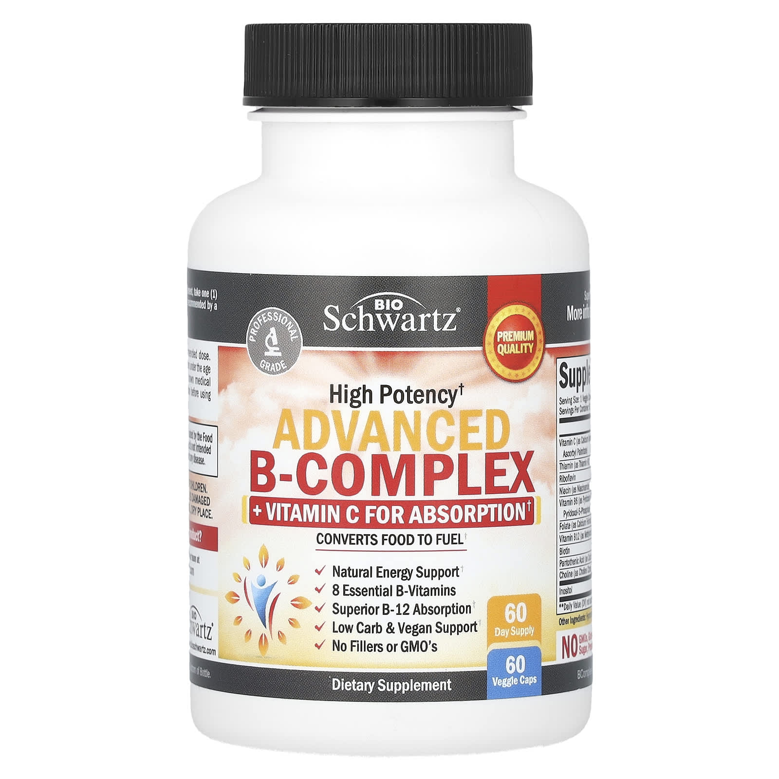 BioSchwartz High Potency Advanced B-Complex – 60 gélules végétales — Tunisie