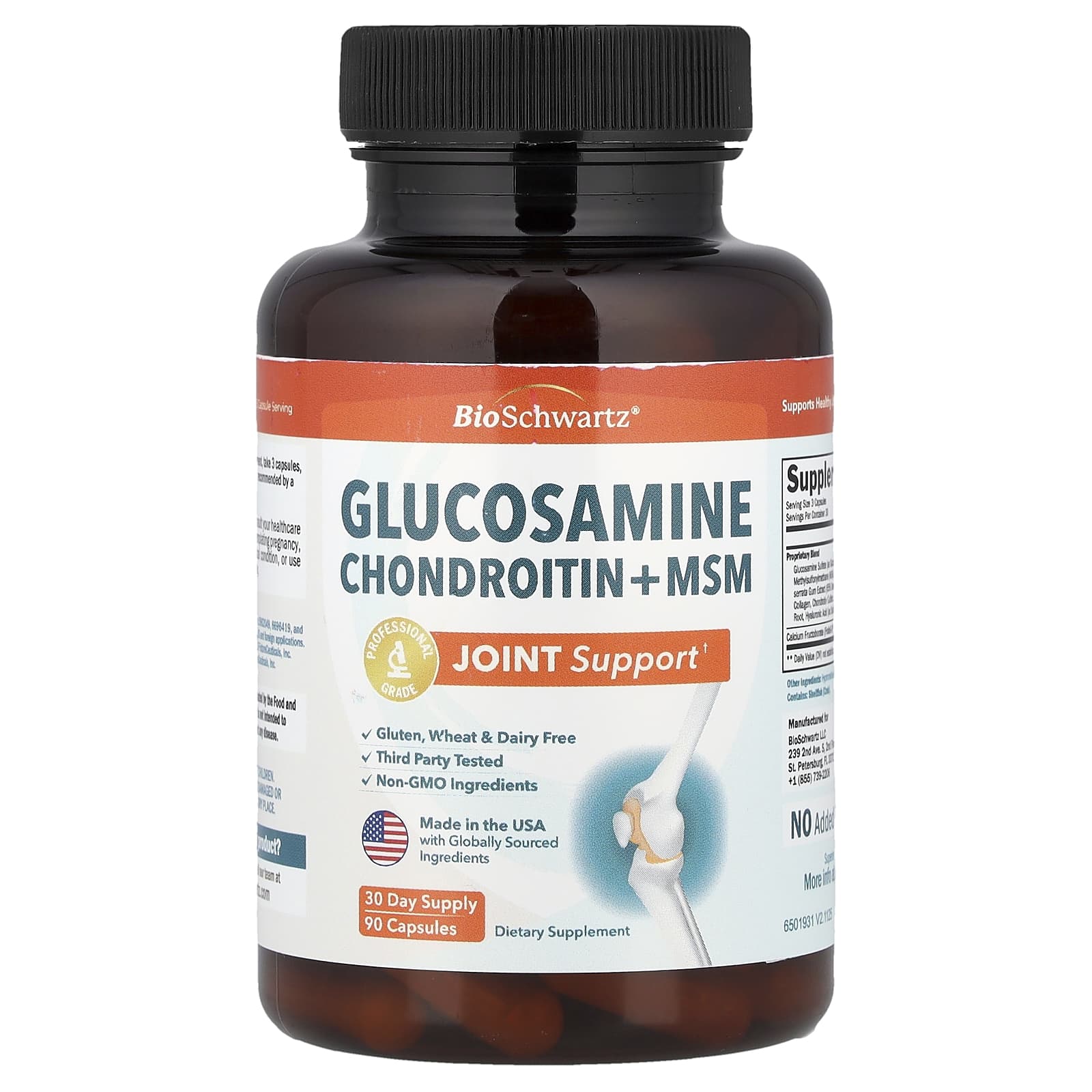 BioSchwartz Glucosamine Chondroitin + MSM – 90 gélules — Tunisie