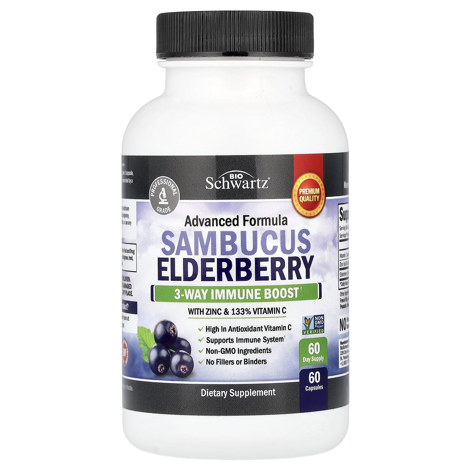 BioSchwartz Sambucus Elderberry with Zinc & Vitamin C – Sambucus Elderberry with Zinc & Vitamin C – 60 gélules — Tunisie