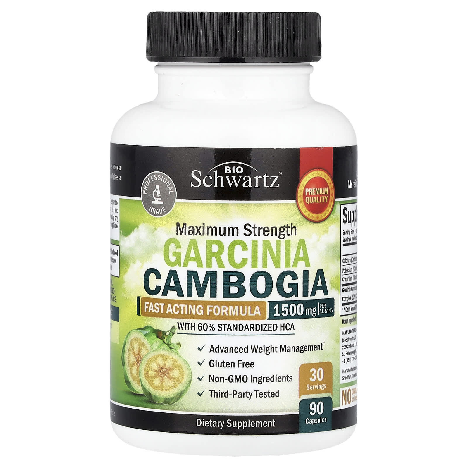 BioSchwartz Garcinia Cambogia, Maximum Strength – 90 gélules — Tunisie
